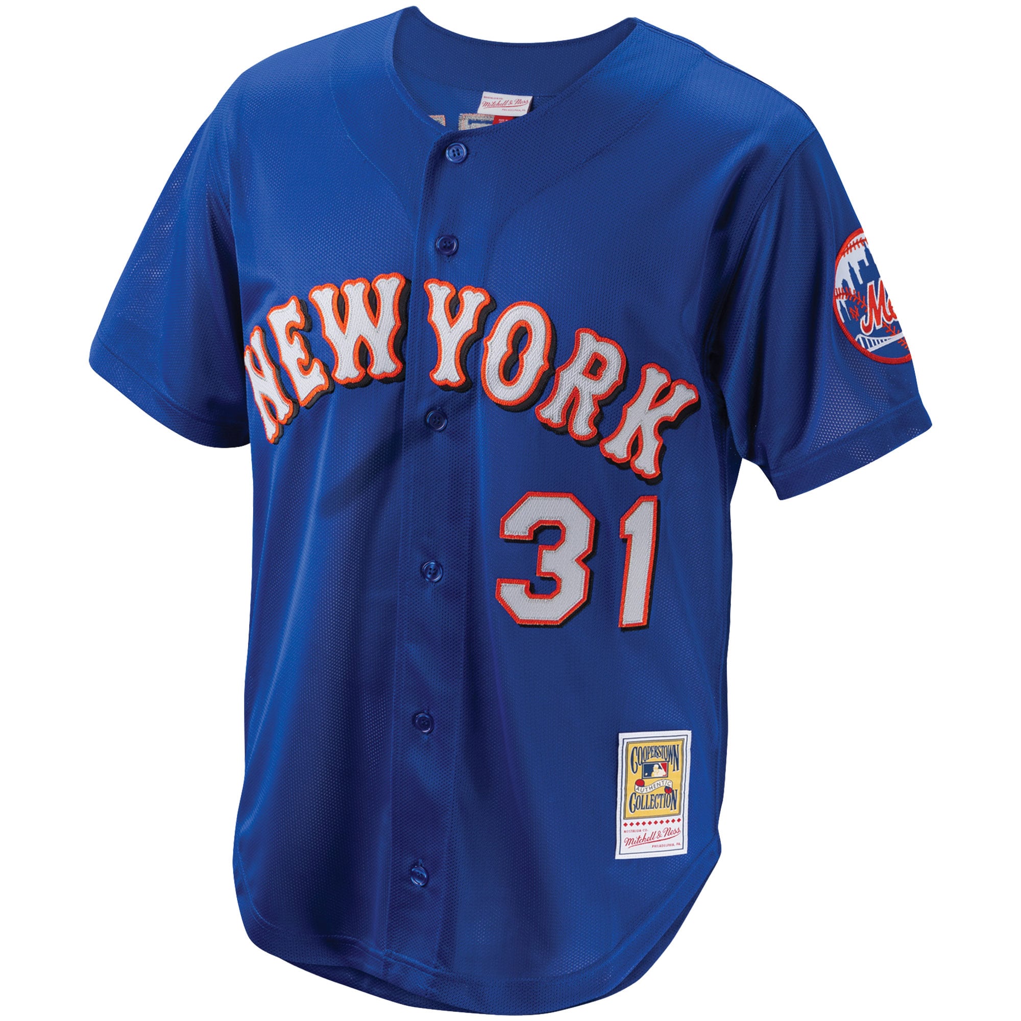 Alternative view of Men's New York Mets Mike Piazza Mitchell & Ness Royal Cooperstown Collection Mesh Batting Practice Button-Up Baseball Jersey 