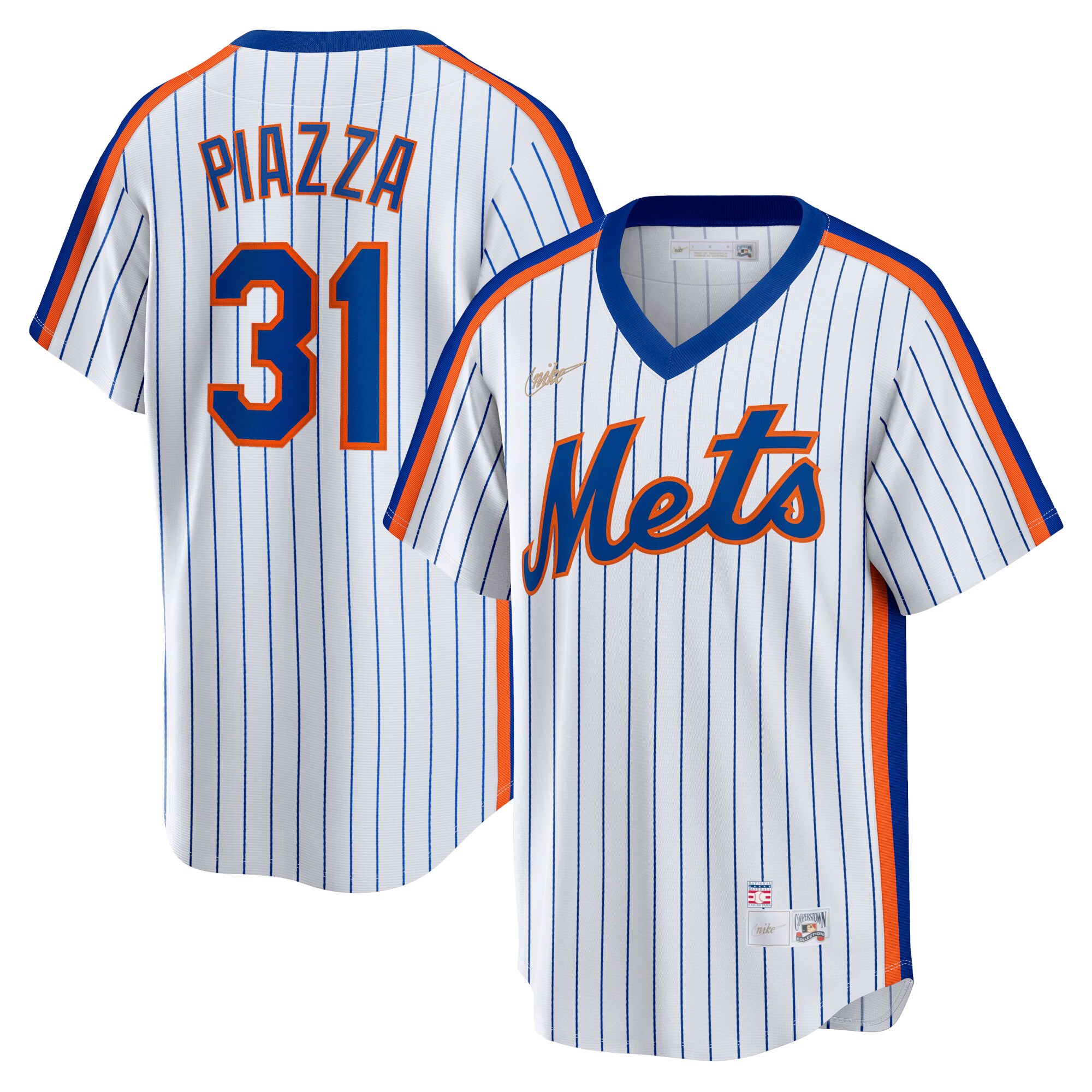Men's New York Mets Mike Piazza White Home Cooperstown Collection Player Baseball Jersey 
