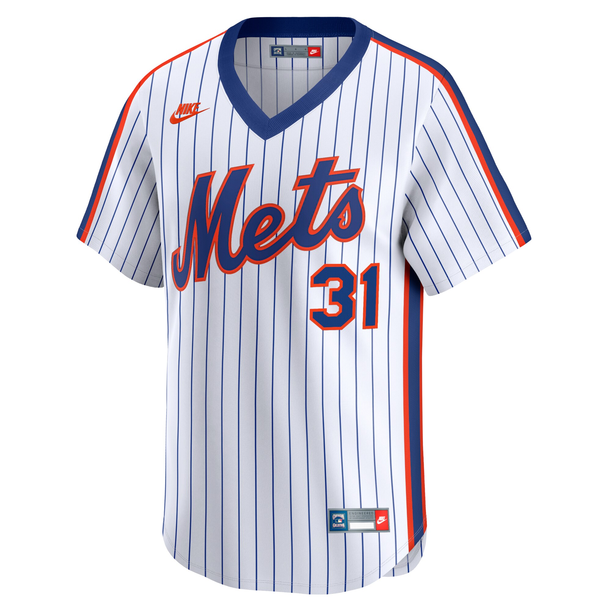 Alternative view of Men's New York Mets Mike Piazza White Throwback Cooperstown Limited Baseball Jersey 