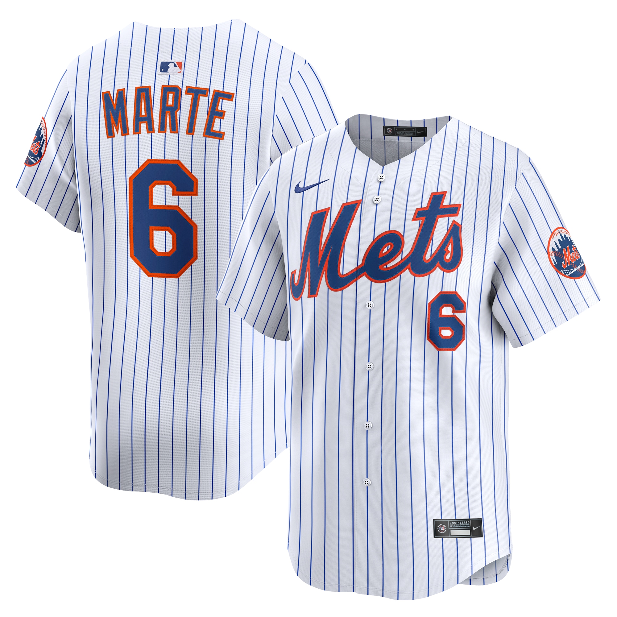 Men's New York Mets Starling Marte White Alternate Limited Player Baseball Jersey 