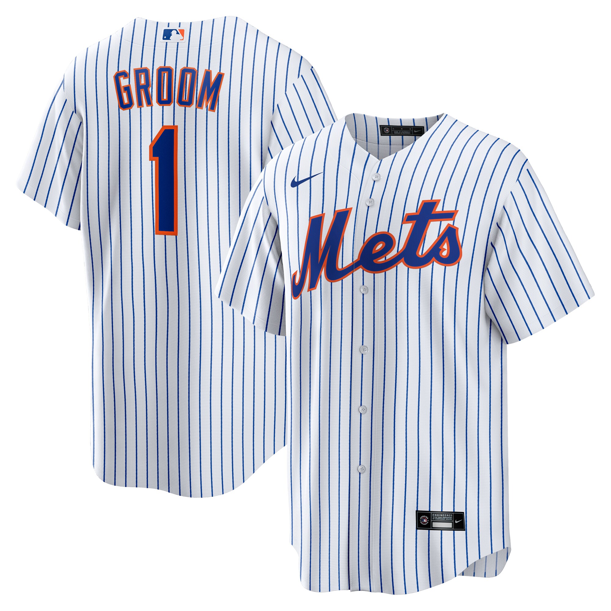Men's New York Mets White #1 Groom Home Baseball Jersey 