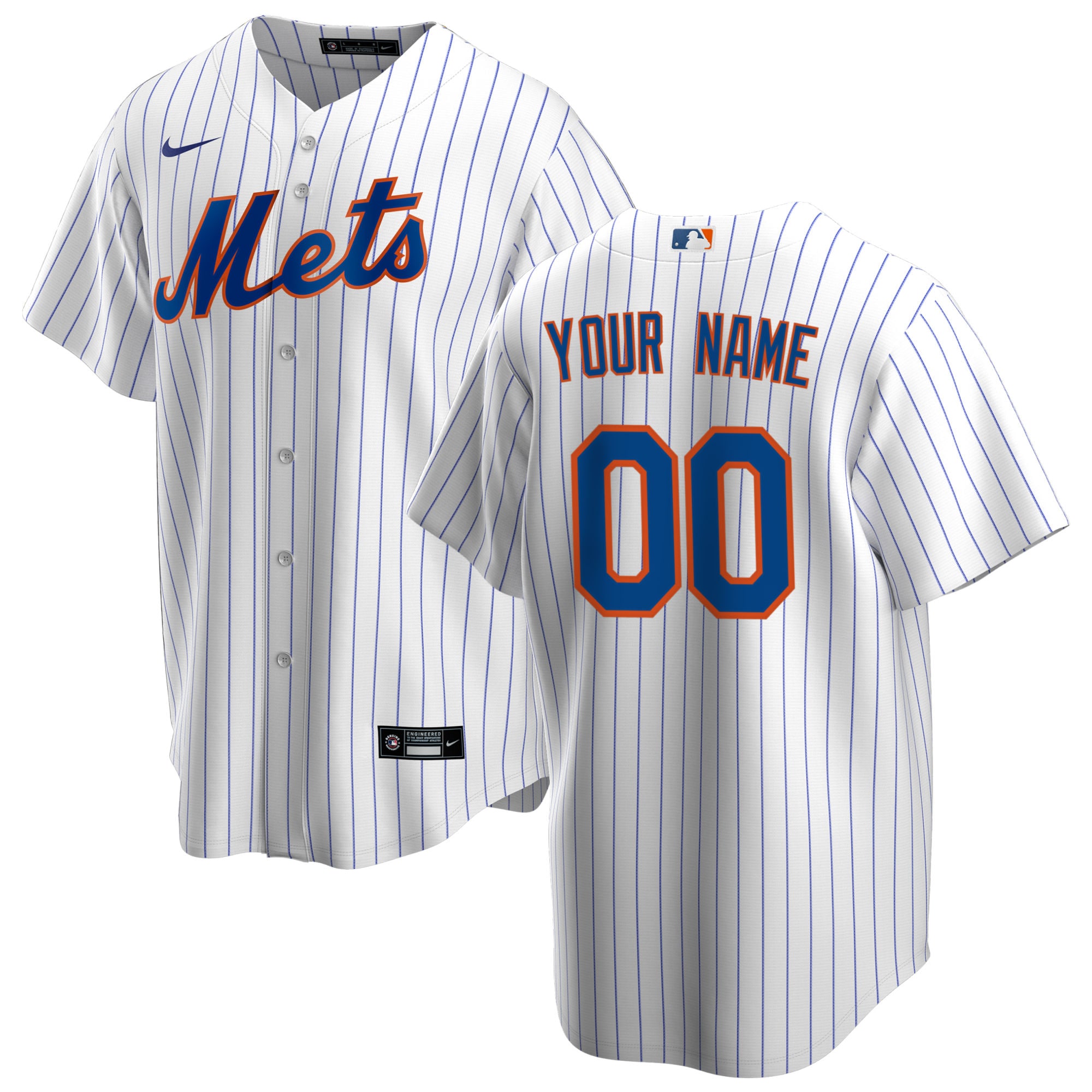 Men's New York Mets White Home Custom Baseball Jersey 