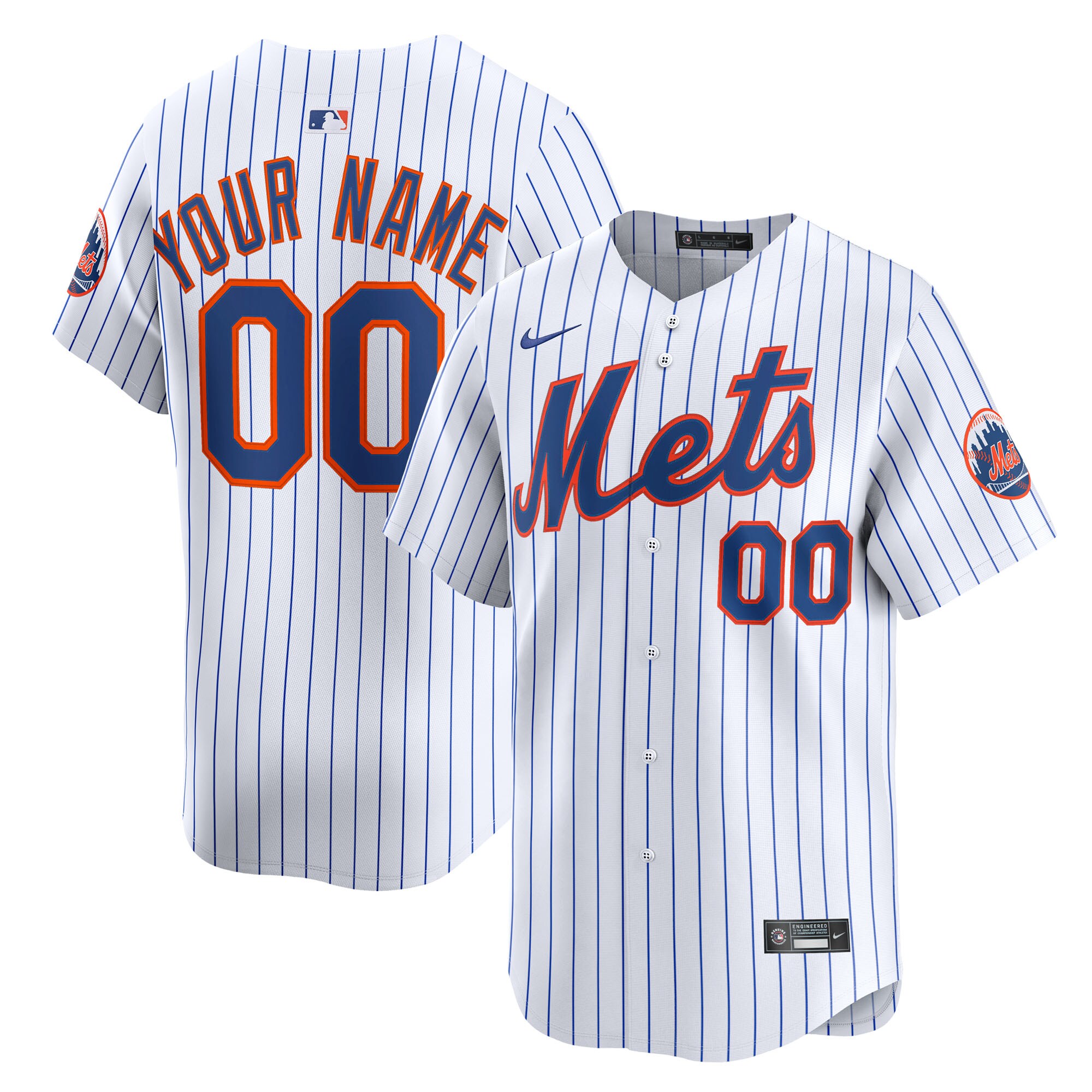 Men's New York Mets White Home Limited Custom Baseball Jersey 