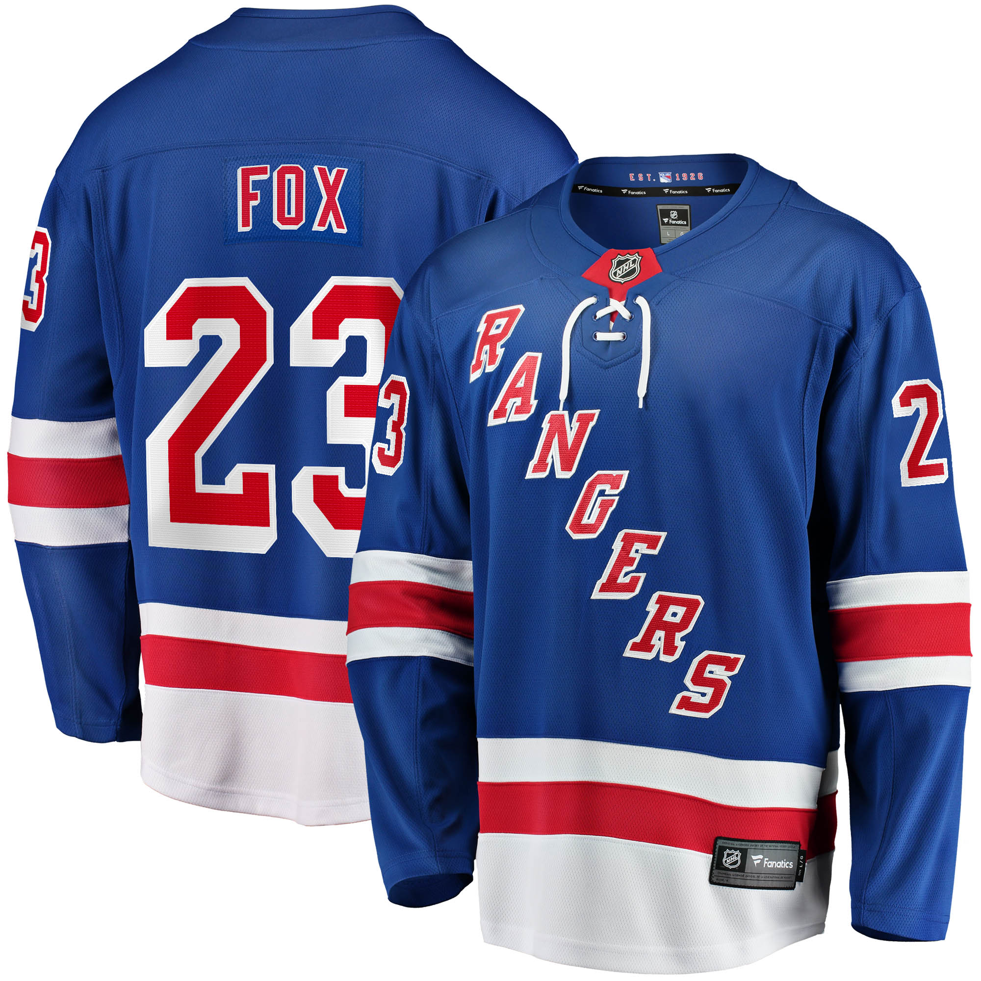 Men's New York Rangers Adam Fox Blue Home Breakaway Hockey Jersey - JS196 