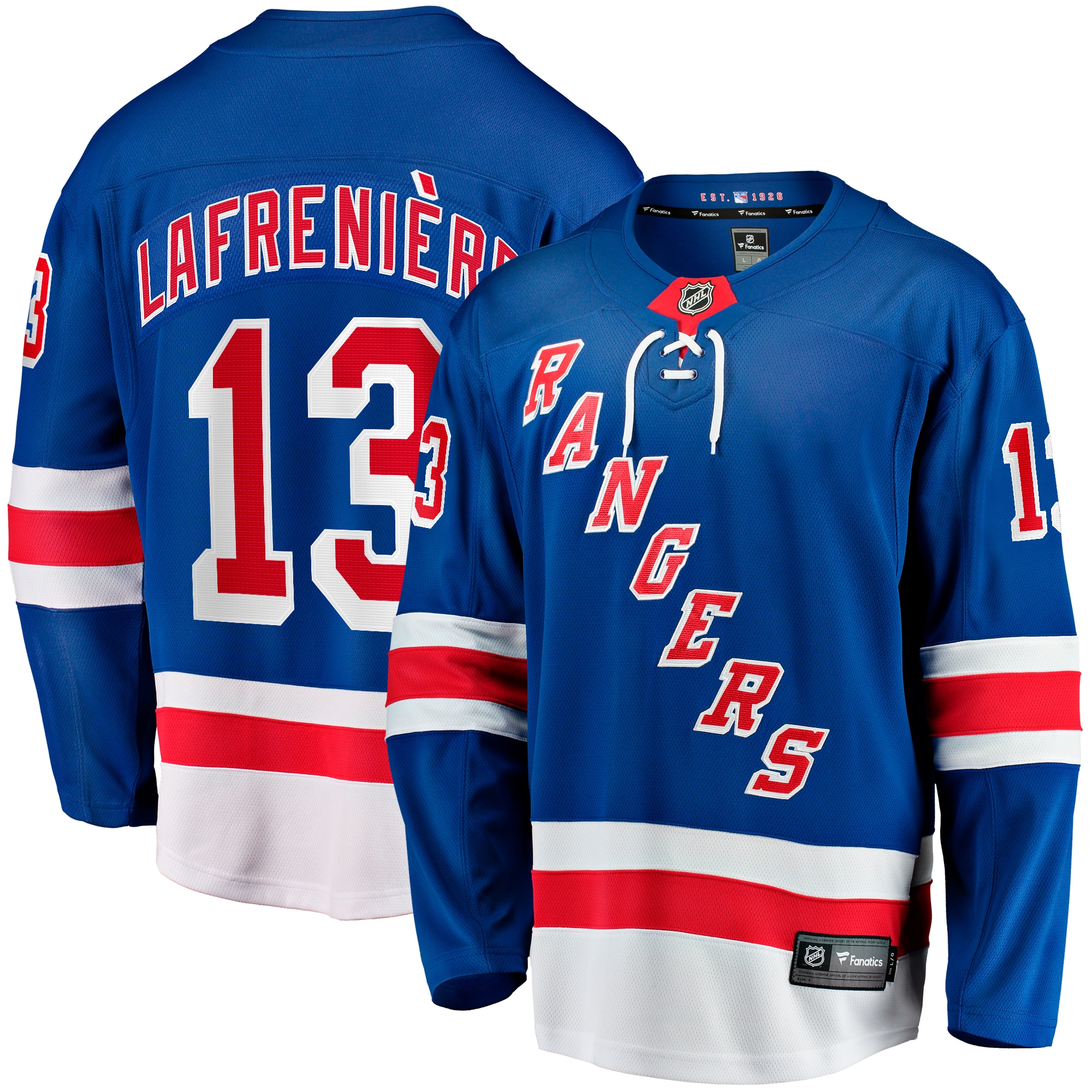 Men's New York Rangers Alexis Lafreniere Blue Home Breakaway Hockey Jersey - JS362 