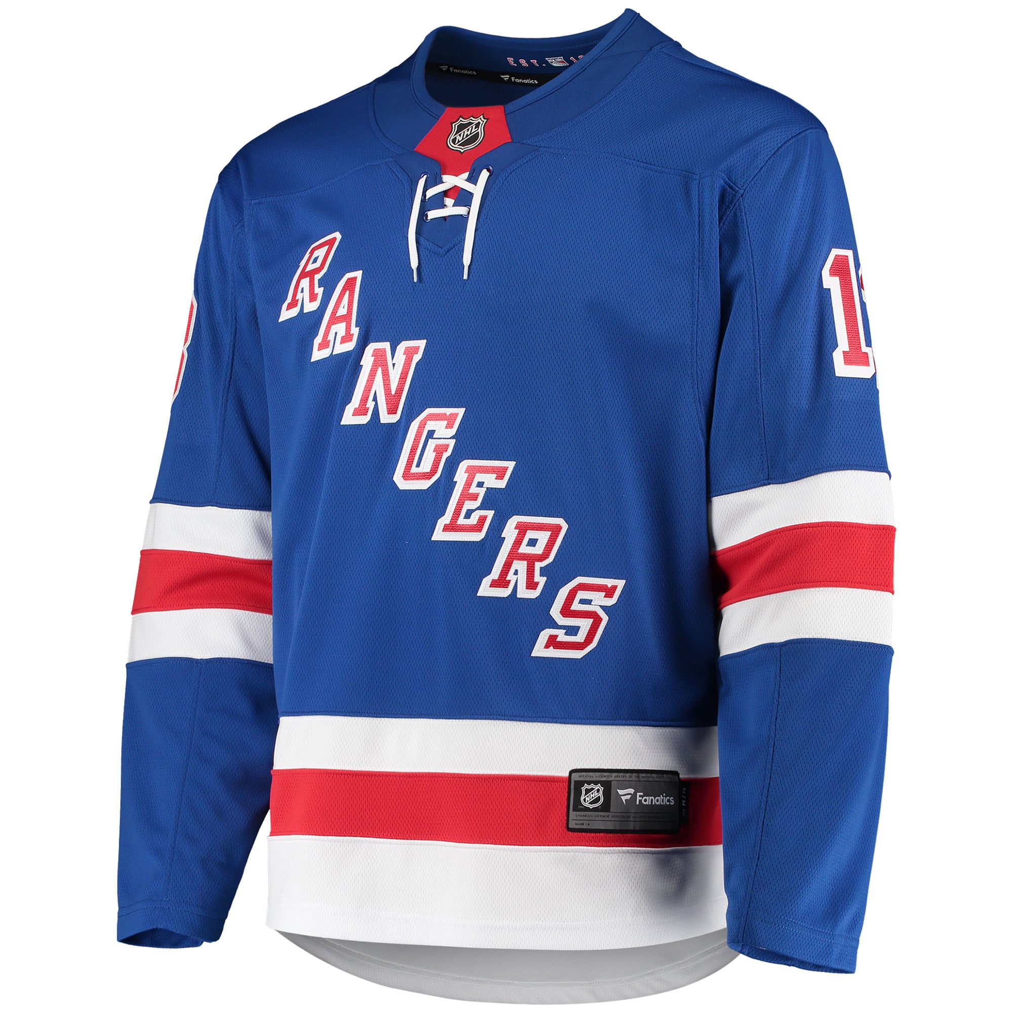 Alternative view of Men's New York Rangers Alexis Lafrenière Blue Premier Breakaway Player Hockey Jersey - JS549 