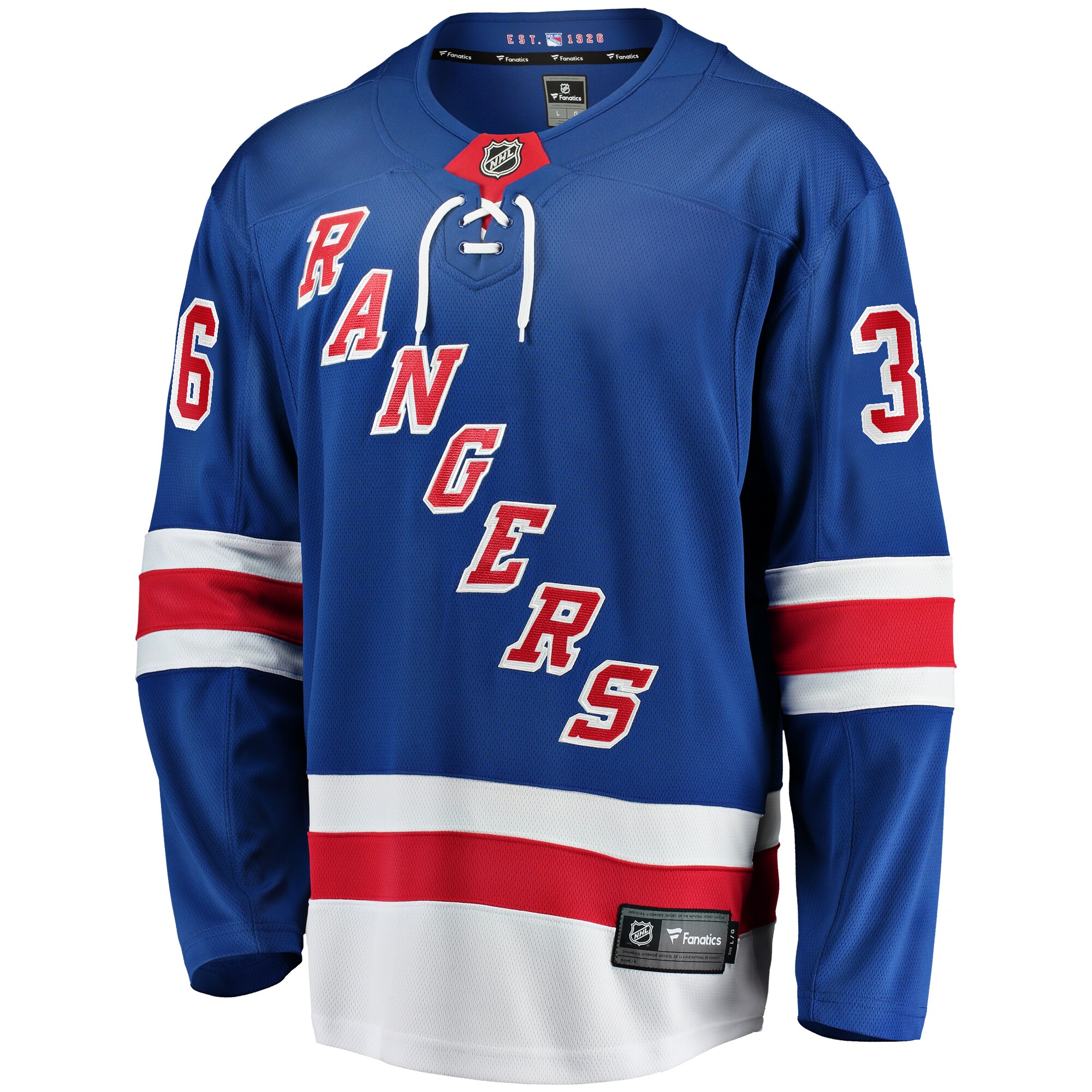 Alternative view of Men's New York Rangers Anton Blidh Blue Home Breakaway Hockey Jersey - JS319 