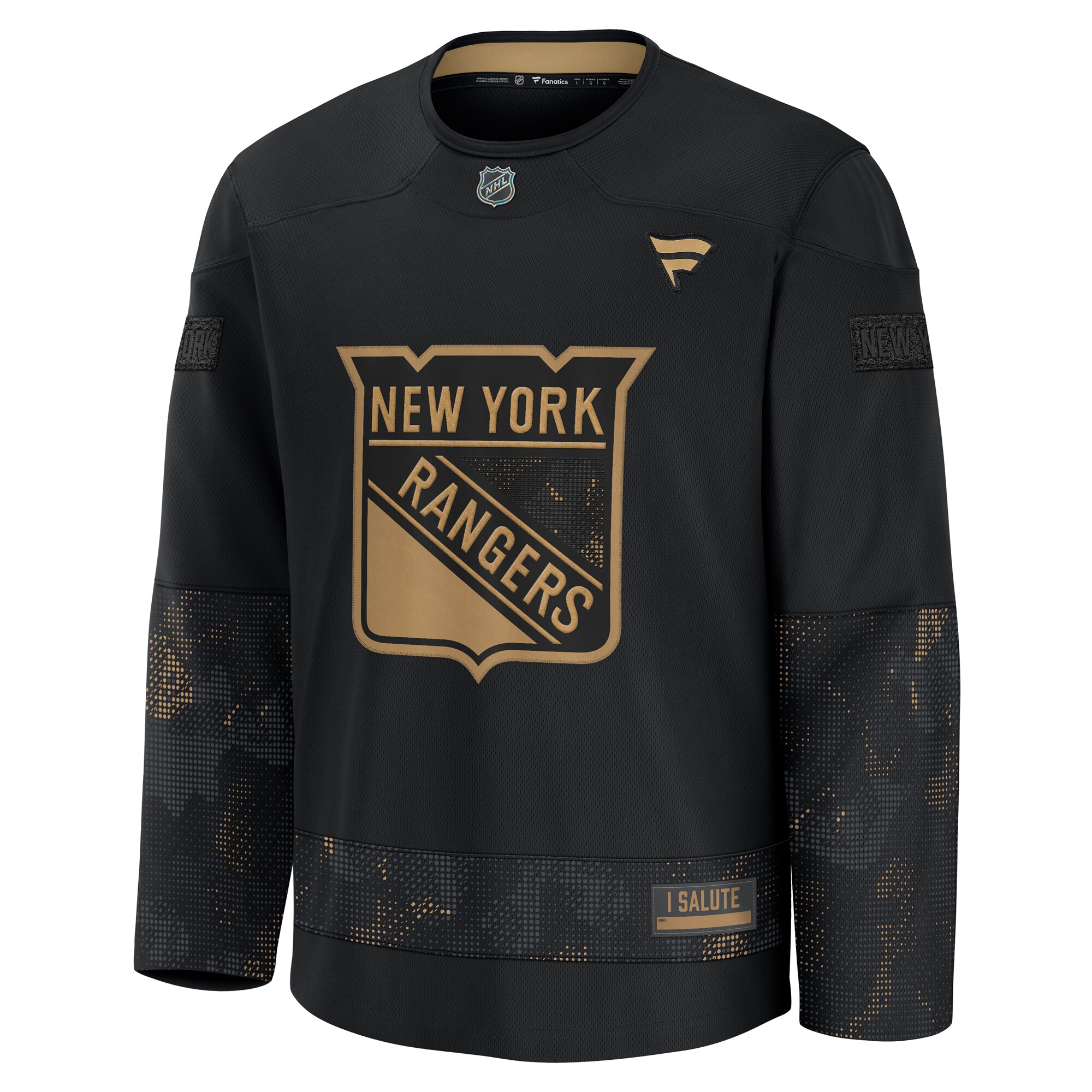 Alternative view of Men's New York Rangers Black 2024 Military Appreciation Practice Hockey Jersey - JS388 