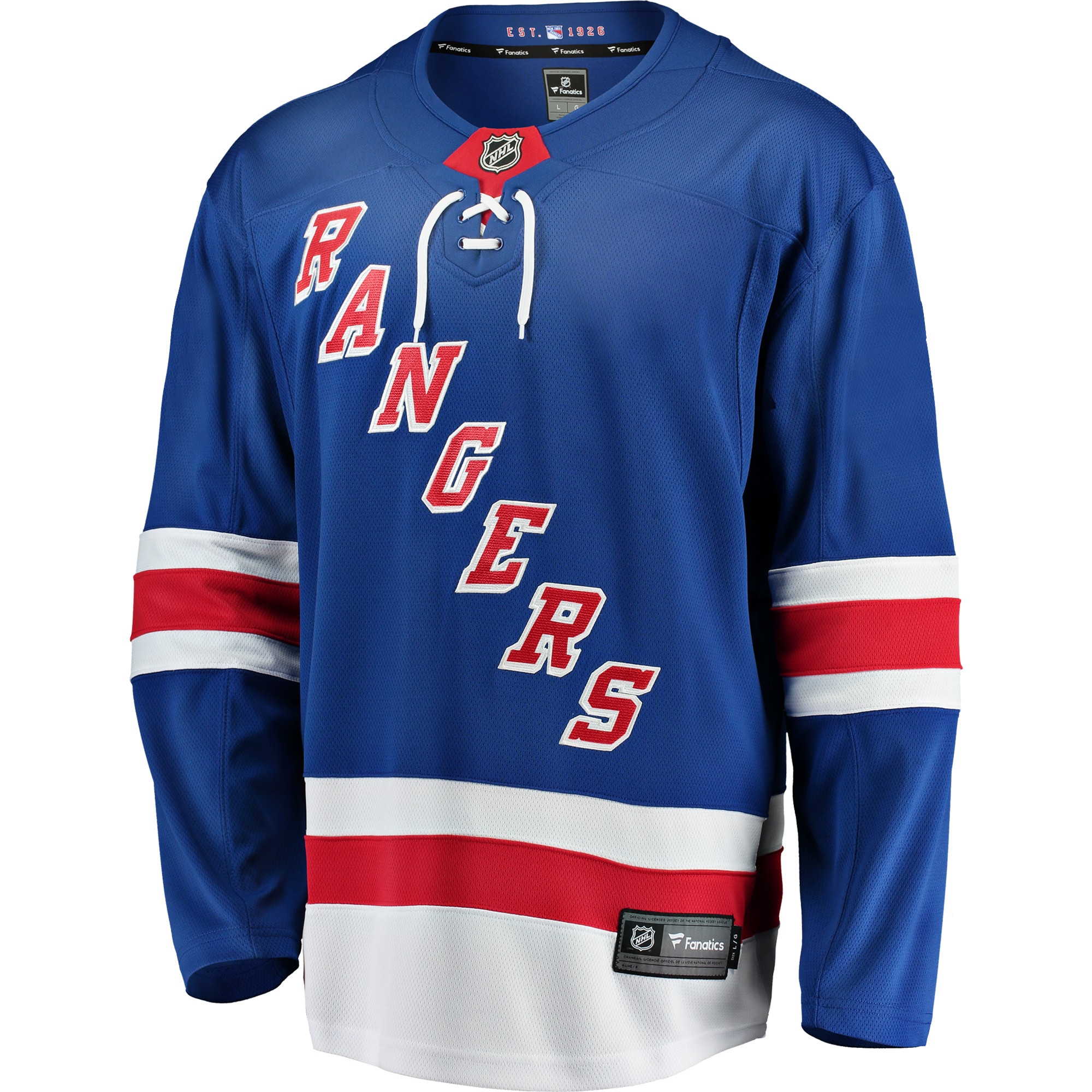 Alternative view of Men's New York Rangers Blue Breakaway Home Hockey Jersey - JS311 