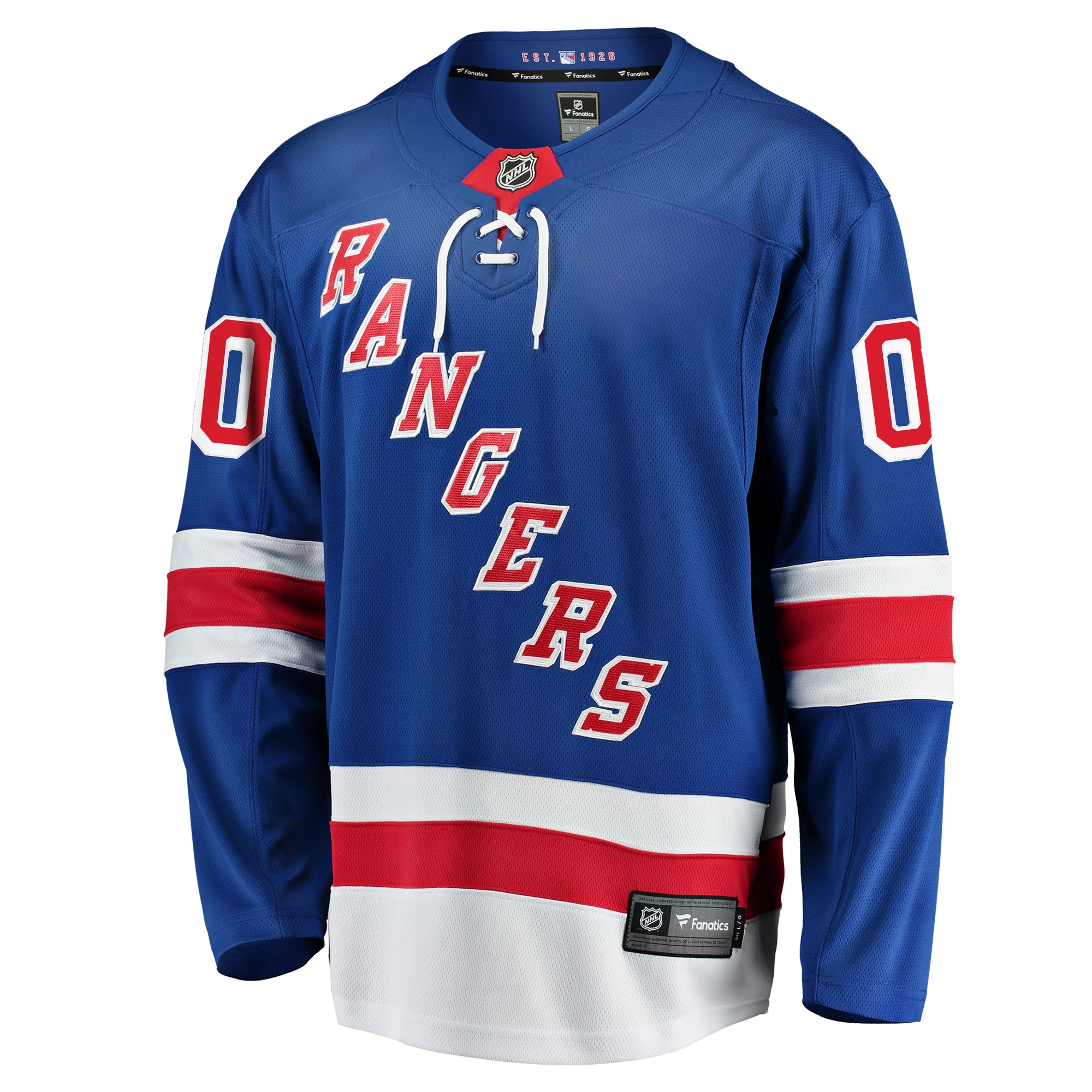 Alternative view of Men's New York Rangers Blue Home Breakaway Custom Hockey Jersey - JS245 