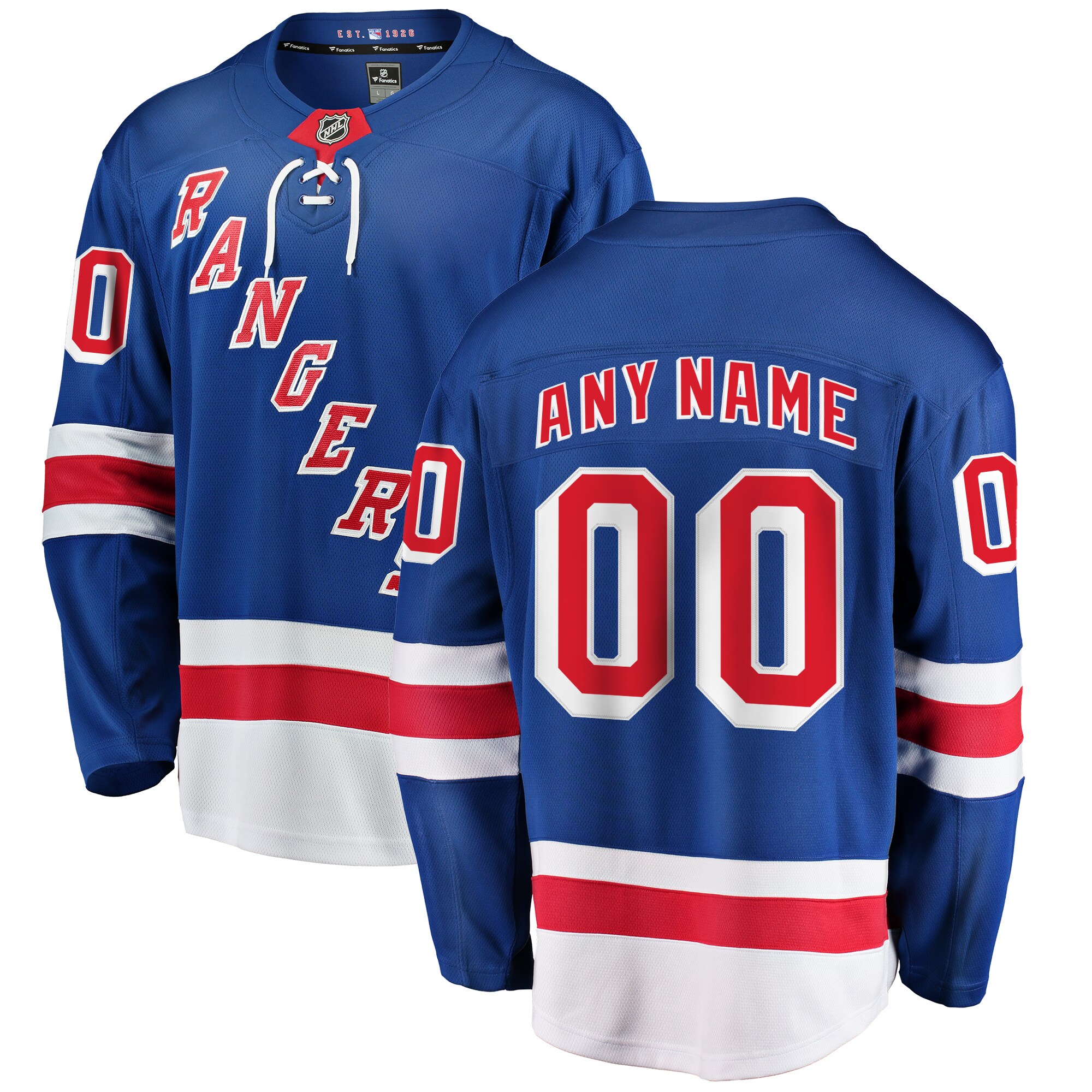 Men's New York Rangers Blue Home Breakaway Custom Hockey Jersey - JS245 
