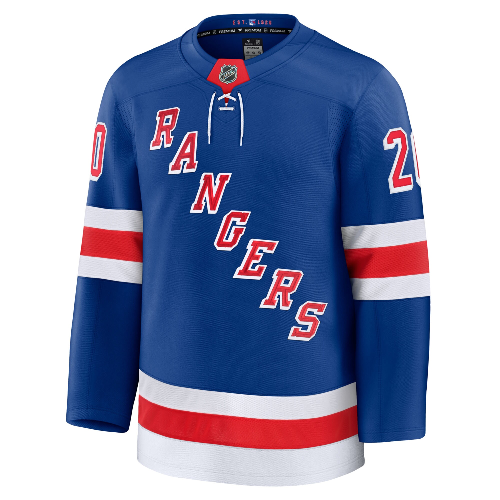 Alternative view of Men's New York Rangers Chris Kreider Blue Home Premium Hockey Jersey - JS754 