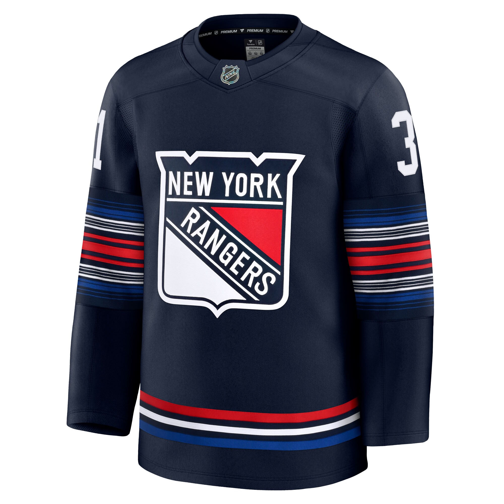 Alternative view of Men's New York Rangers Igor Shesterkin Navy Alternate Premium Hockey Jersey - JS757 