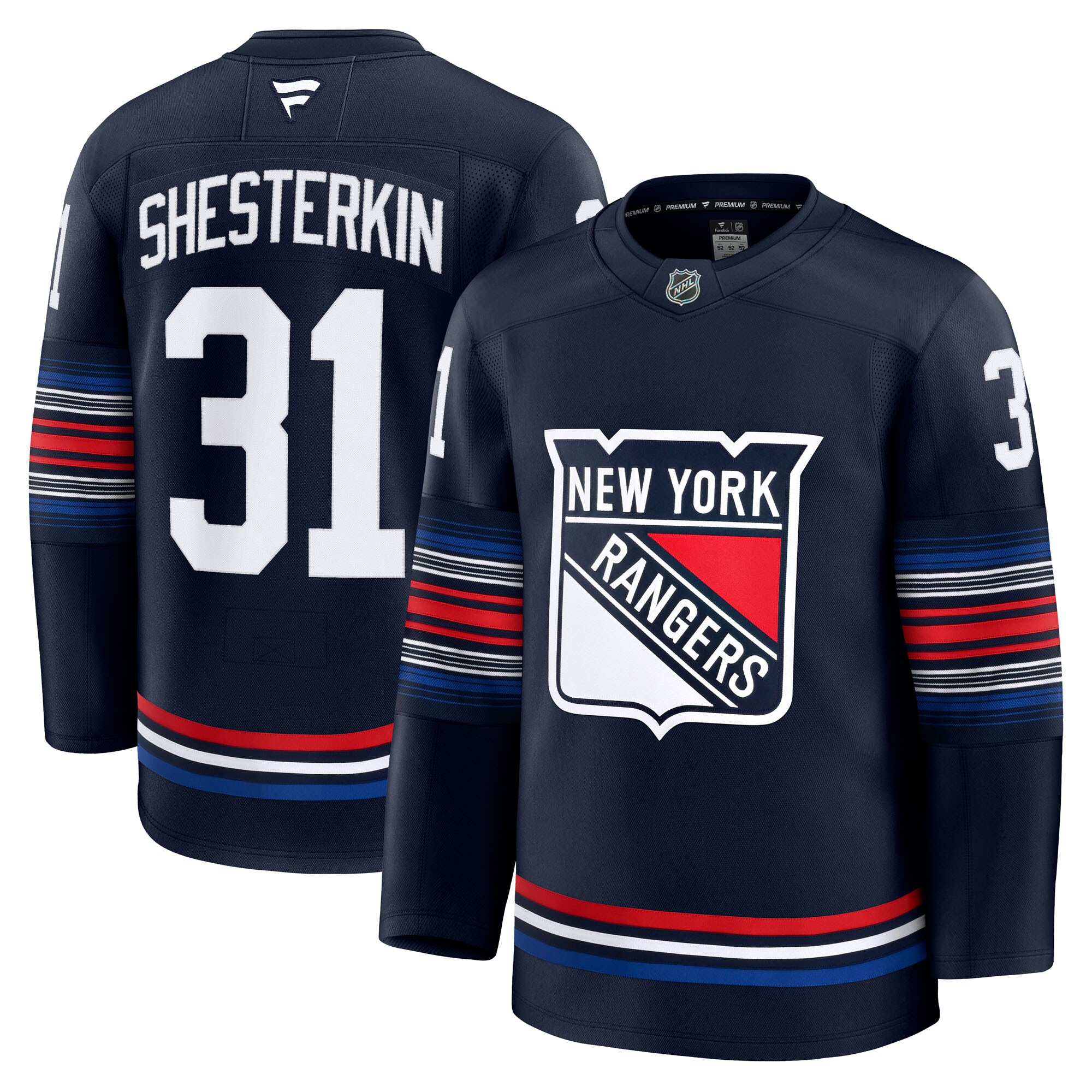 Men's New York Rangers Igor Shesterkin Navy Alternate Premium Hockey Jersey - JS757 