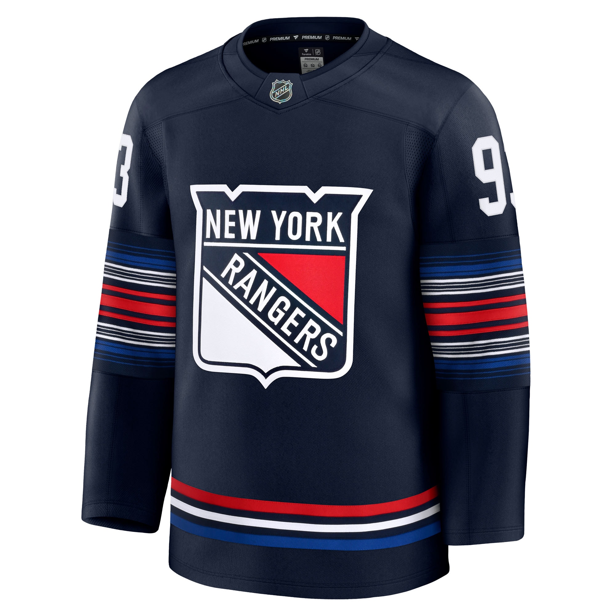 Alternative view of Men's New York Rangers Mika Zibanejad Navy Alternate Premium Hockey Jersey - JS546 