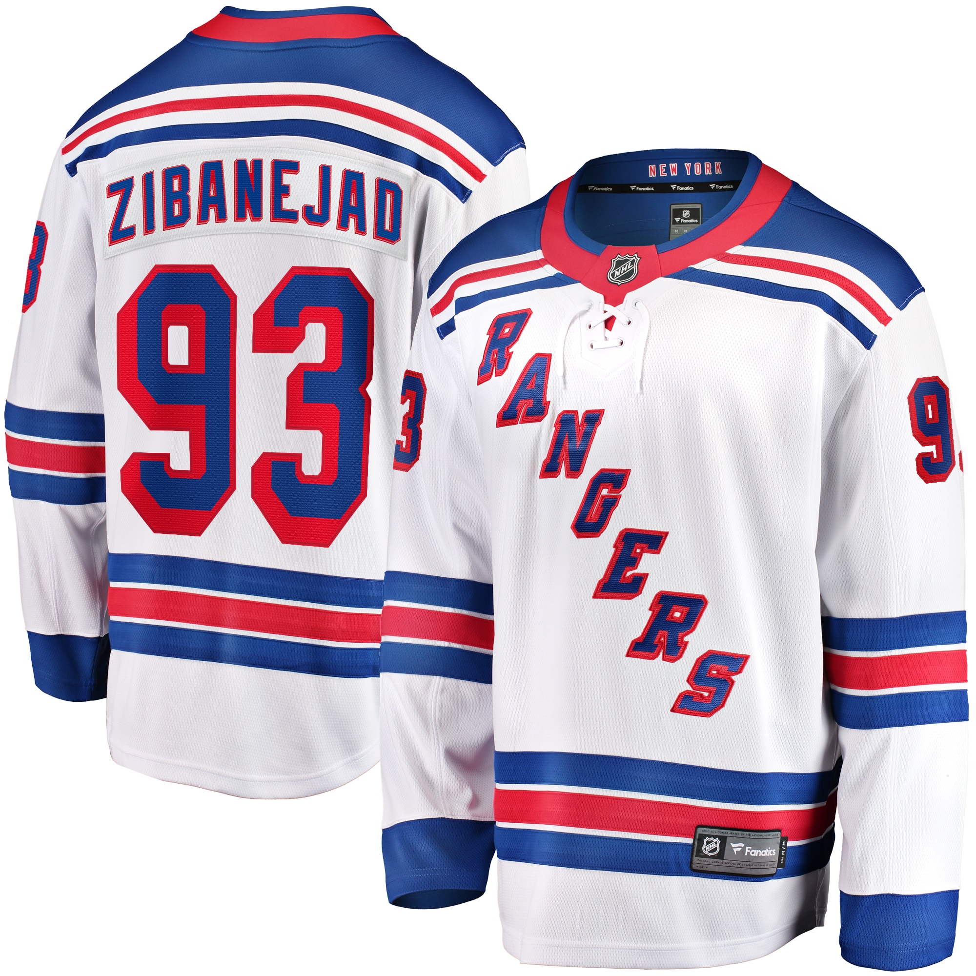 Men's New York Rangers Mika Zibanejad White Away Premier Breakaway Player Hockey Jersey - JS616 