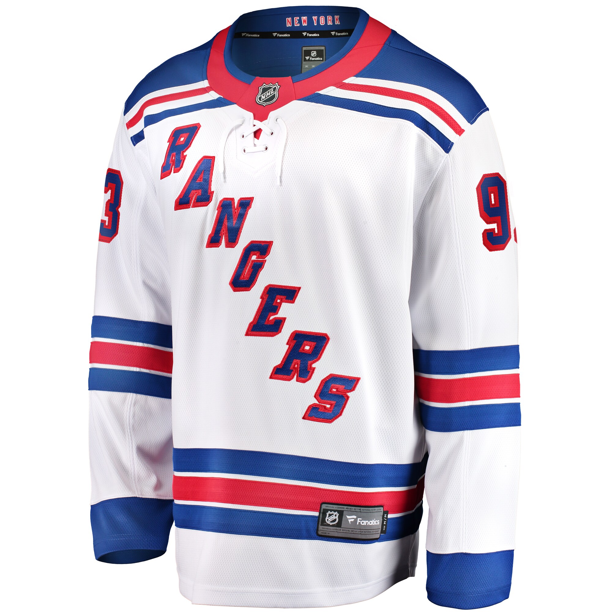 Alternative view of Men's New York Rangers Mika Zibanejad White Away Premier Breakaway Player Hockey Jersey - JS616 
