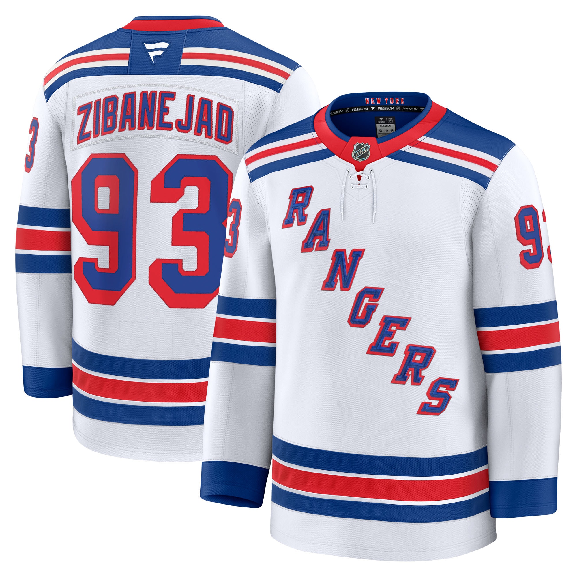 Men's New York Rangers Mika Zibanejad White Away Premium Hockey Jersey - JS458 