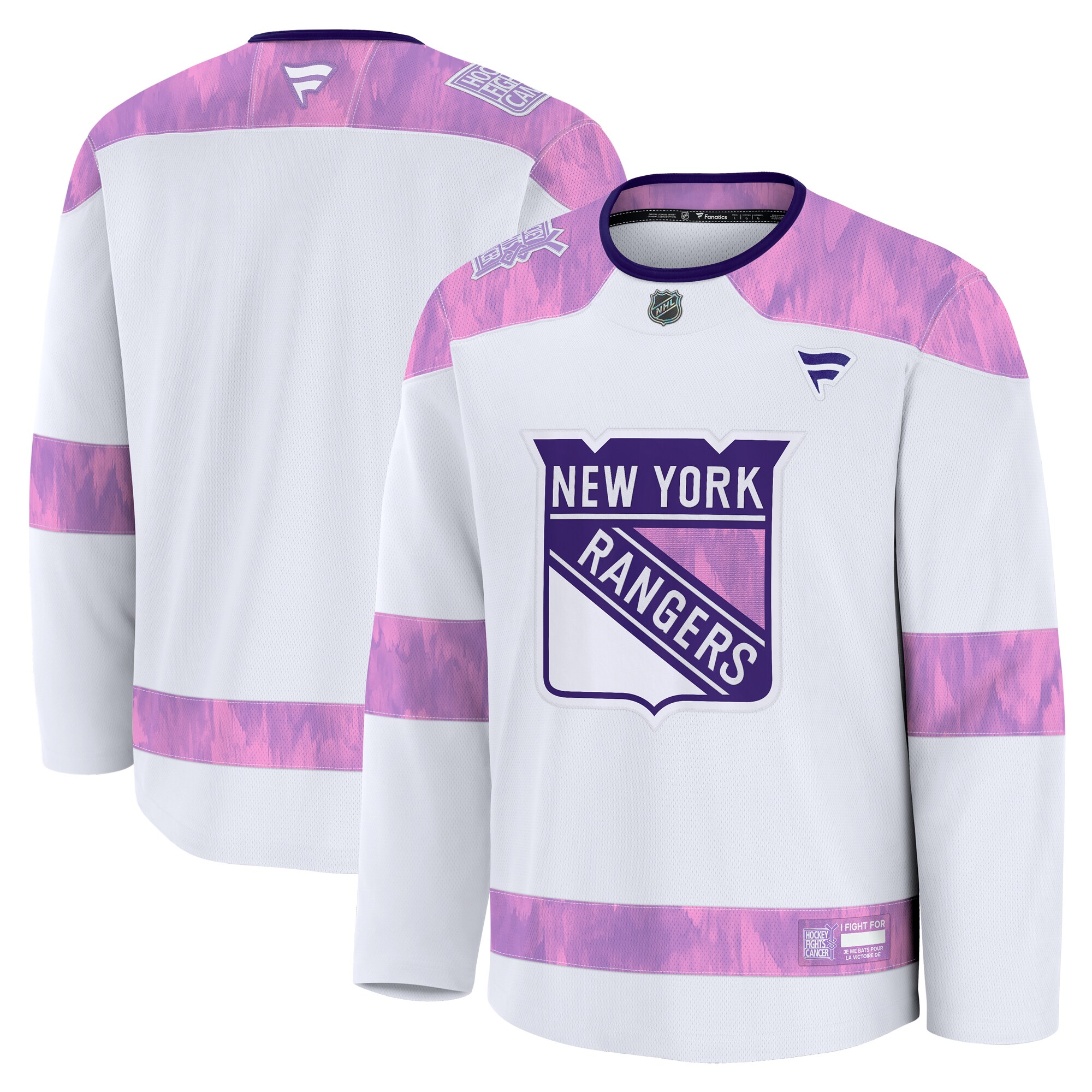 Men's New York Rangers White 2024 Hockey Fights Cancer Practice Hockey Jersey - JS648 
