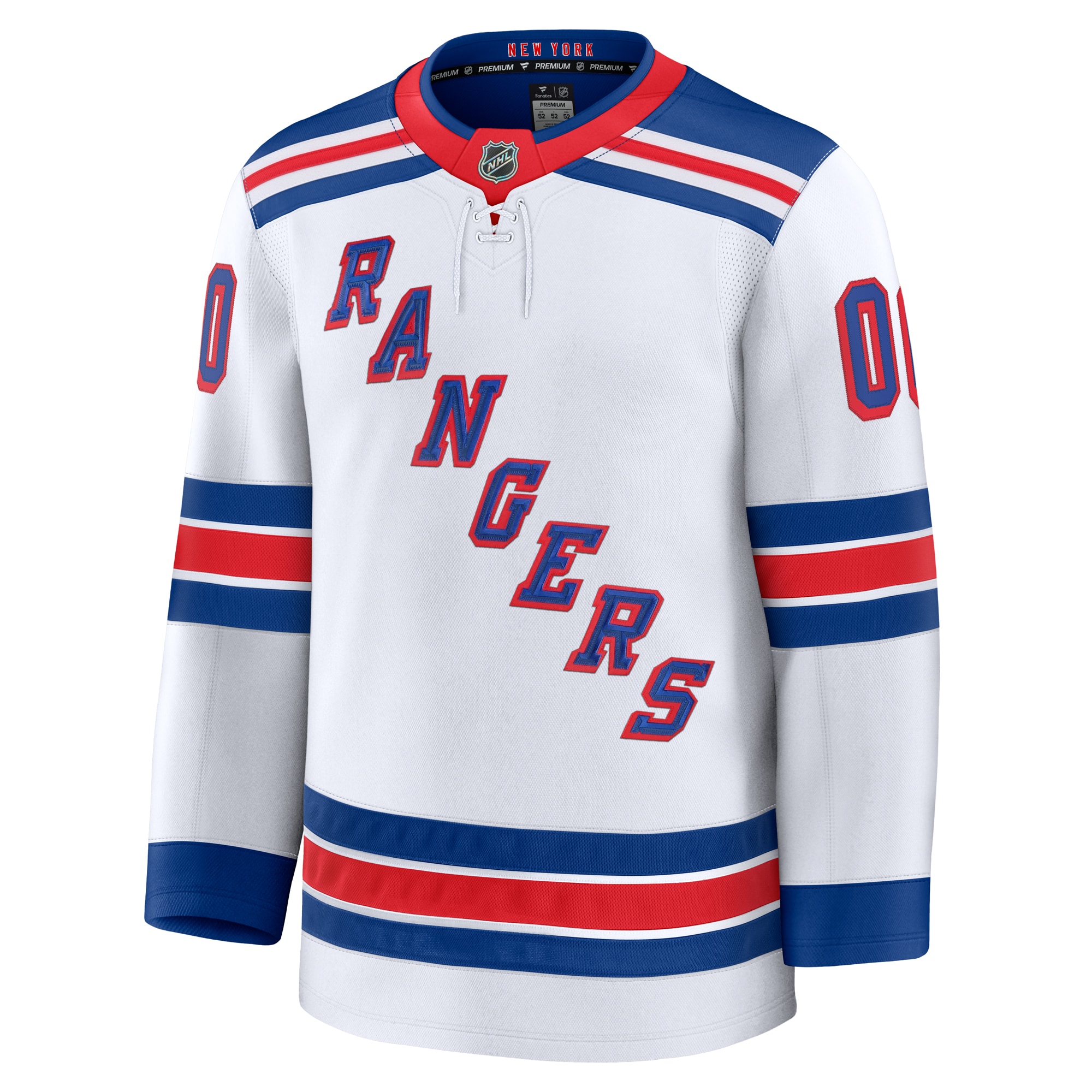 Alternative view of Men's New York Rangers White Away Premium Custom Hockey Jersey - JS891 