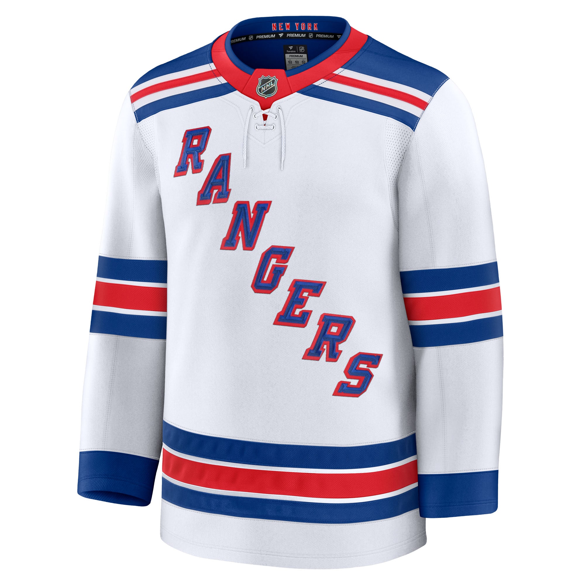 Alternative view of Men's New York Rangers White Away Premium Hockey Jersey - JS303 
