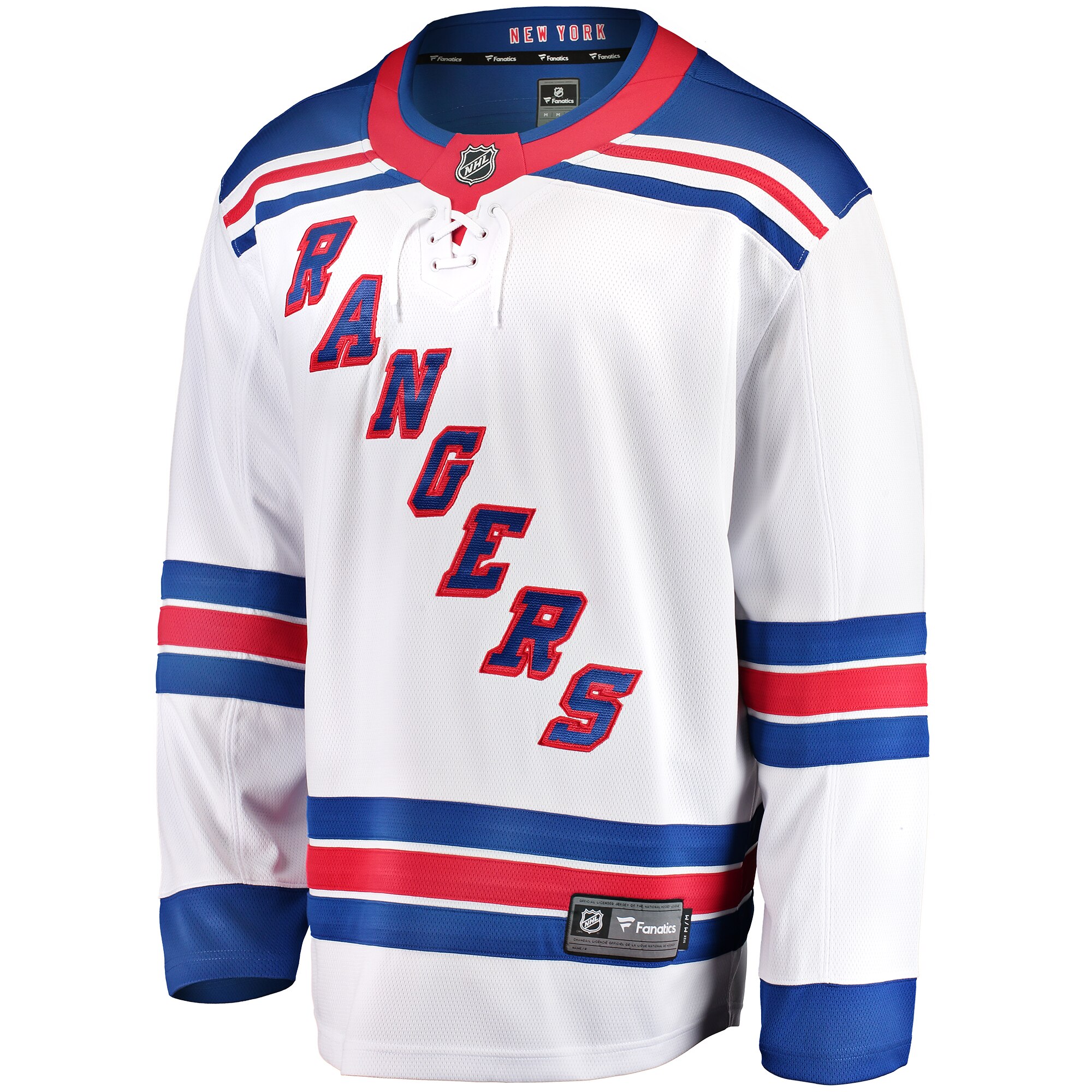 Alternative view of Men's New York Rangers White Breakaway Away Hockey Jersey - JS463 