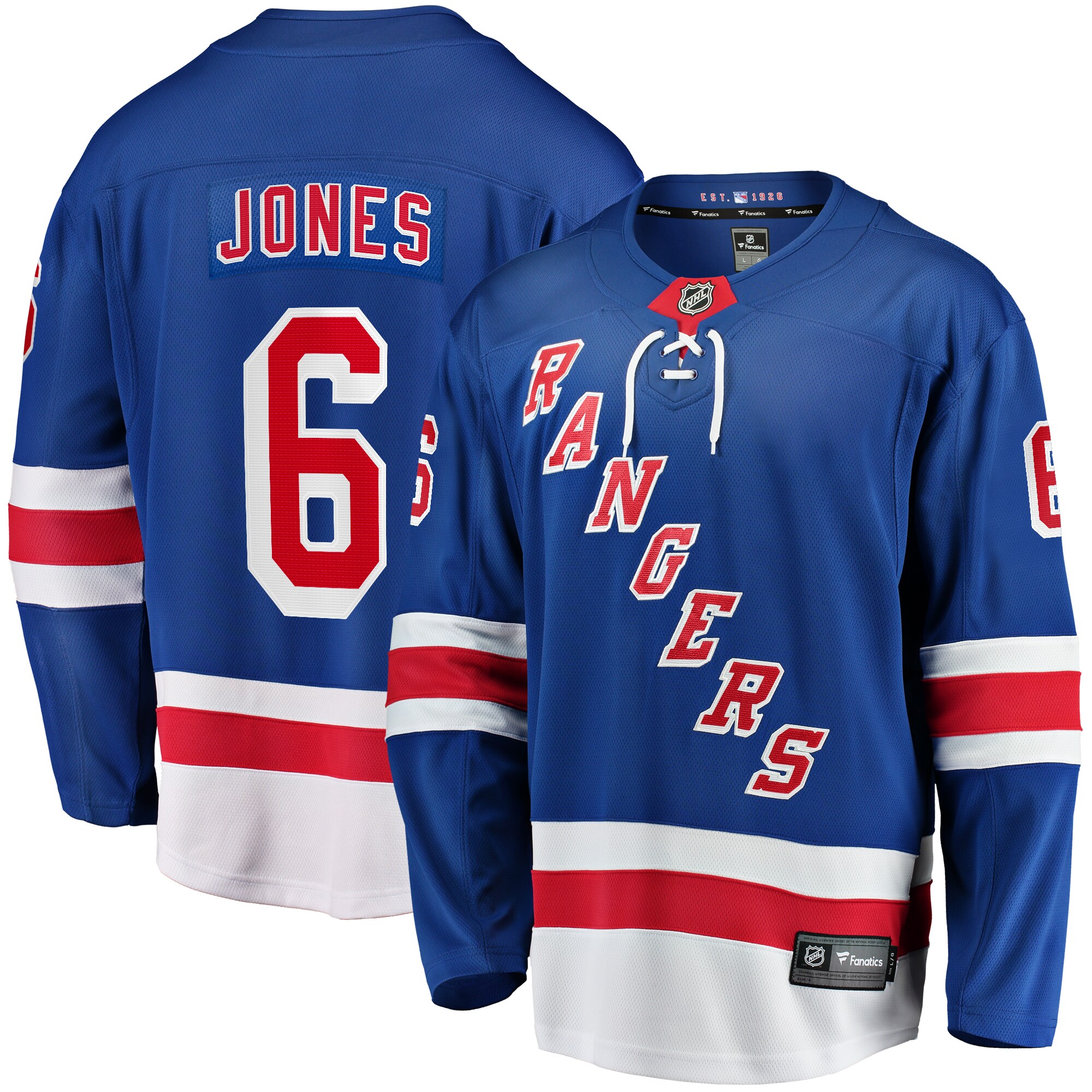 Men's New York Rangers Zac Jones Blue Home Premier Breakaway Player Hockey Jersey - JS476 