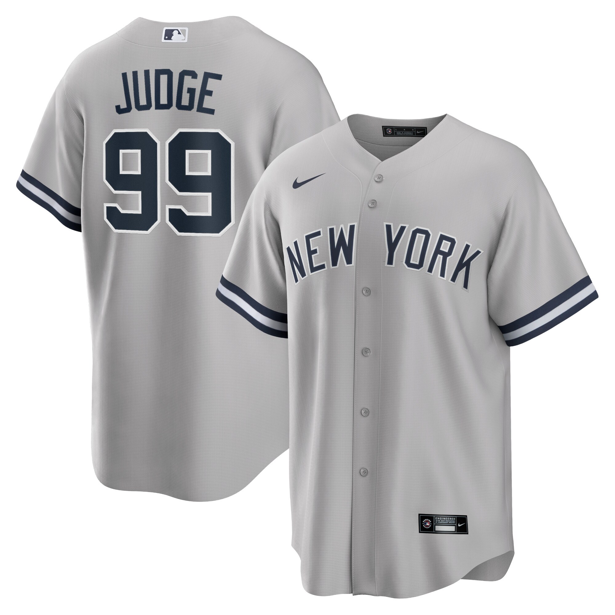 Men's New York Yankees Aaron Judge Gray Big & Tall Road Player Baseball Jersey 