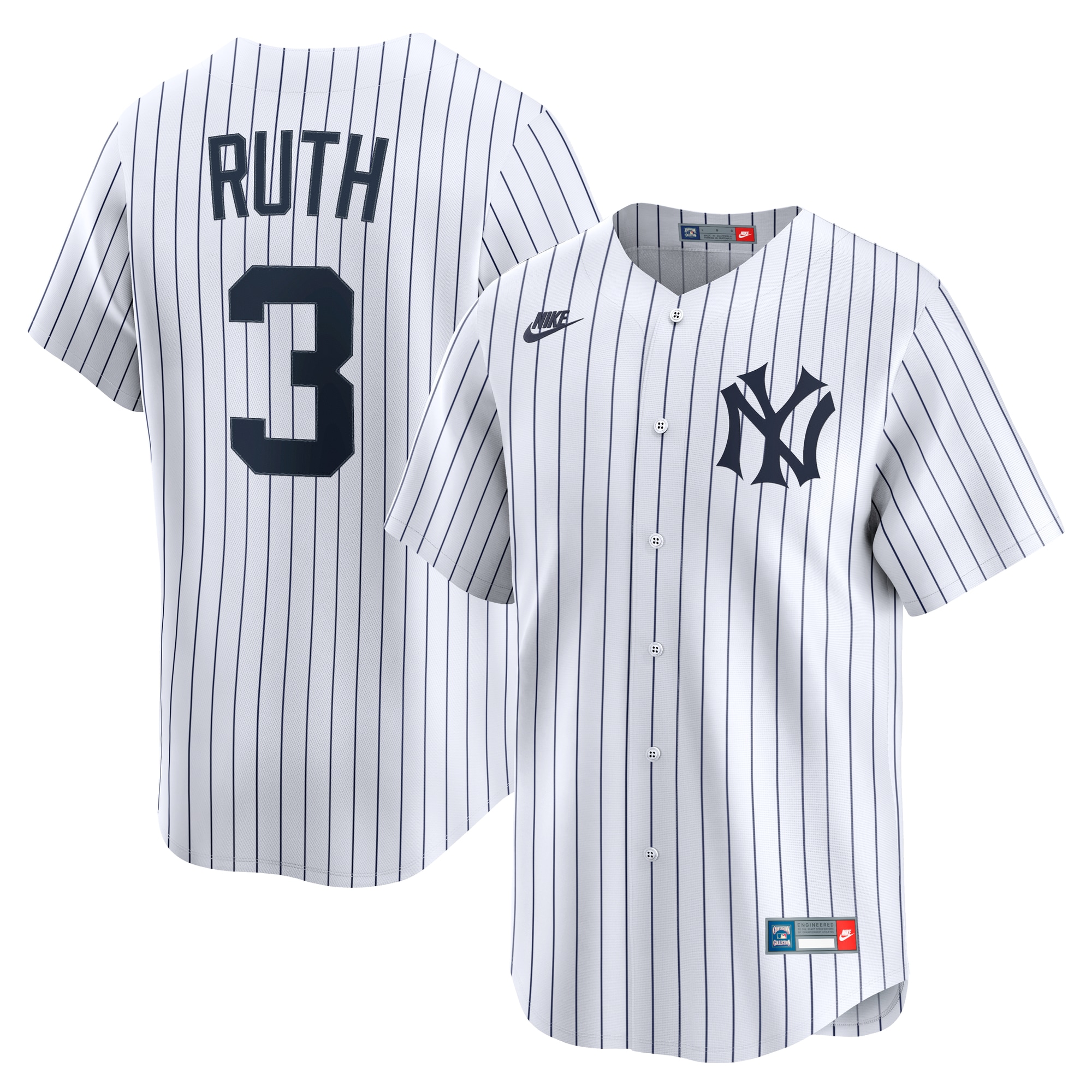 Men's New York Yankees Babe Ruth White Throwback Cooperstown Collection Limited Baseball Jersey 
