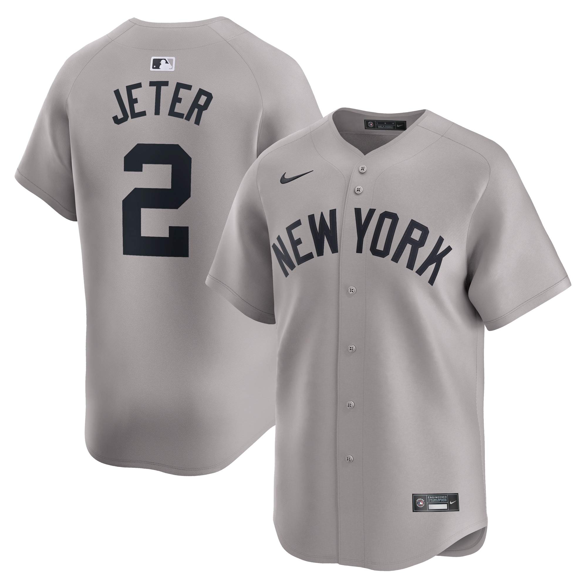 Men's New York Yankees Derek Jeter Gray Away Limited Player Baseball Jersey 
