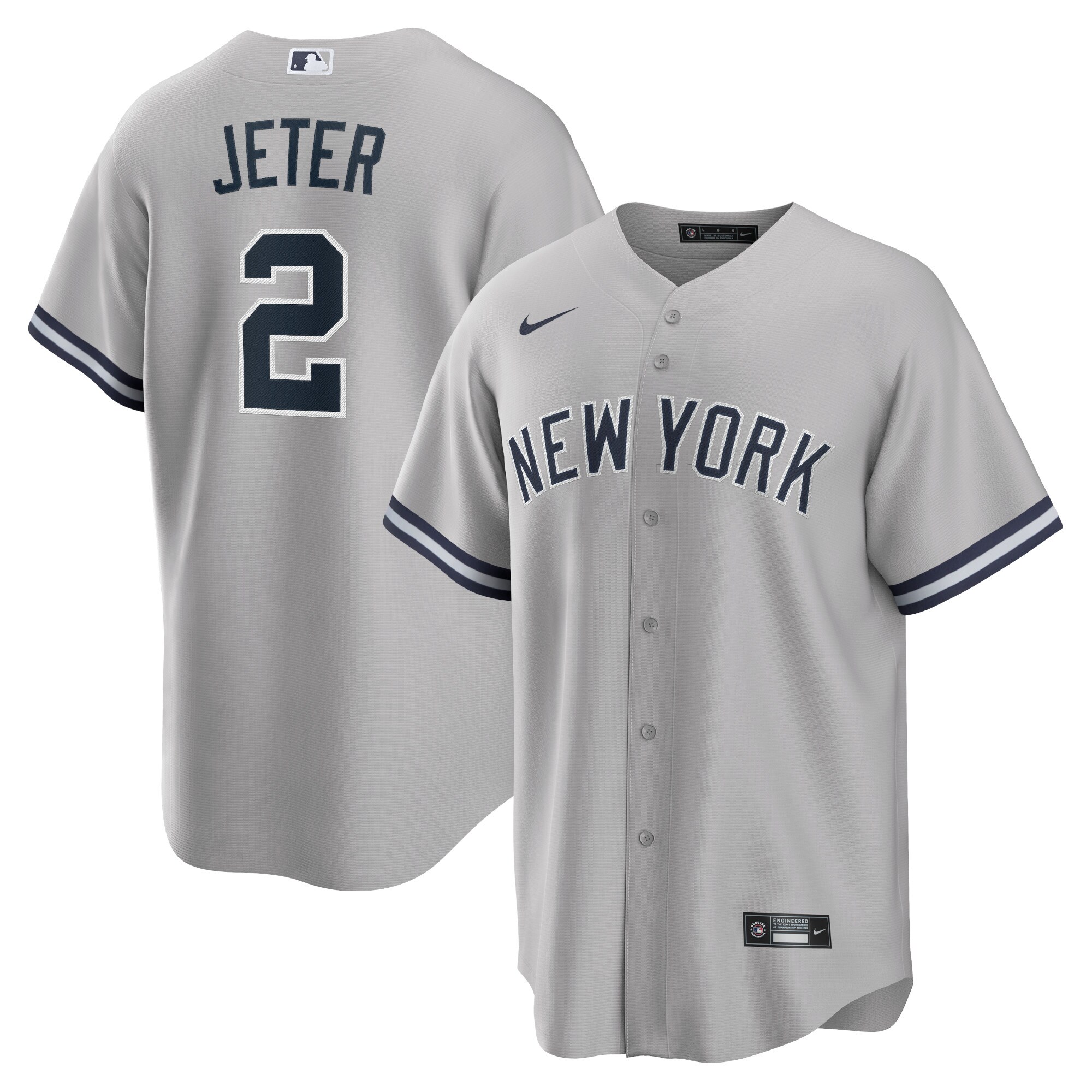 Men's New York Yankees Derek Jeter Gray Big & Tall Road Player Baseball Jersey 