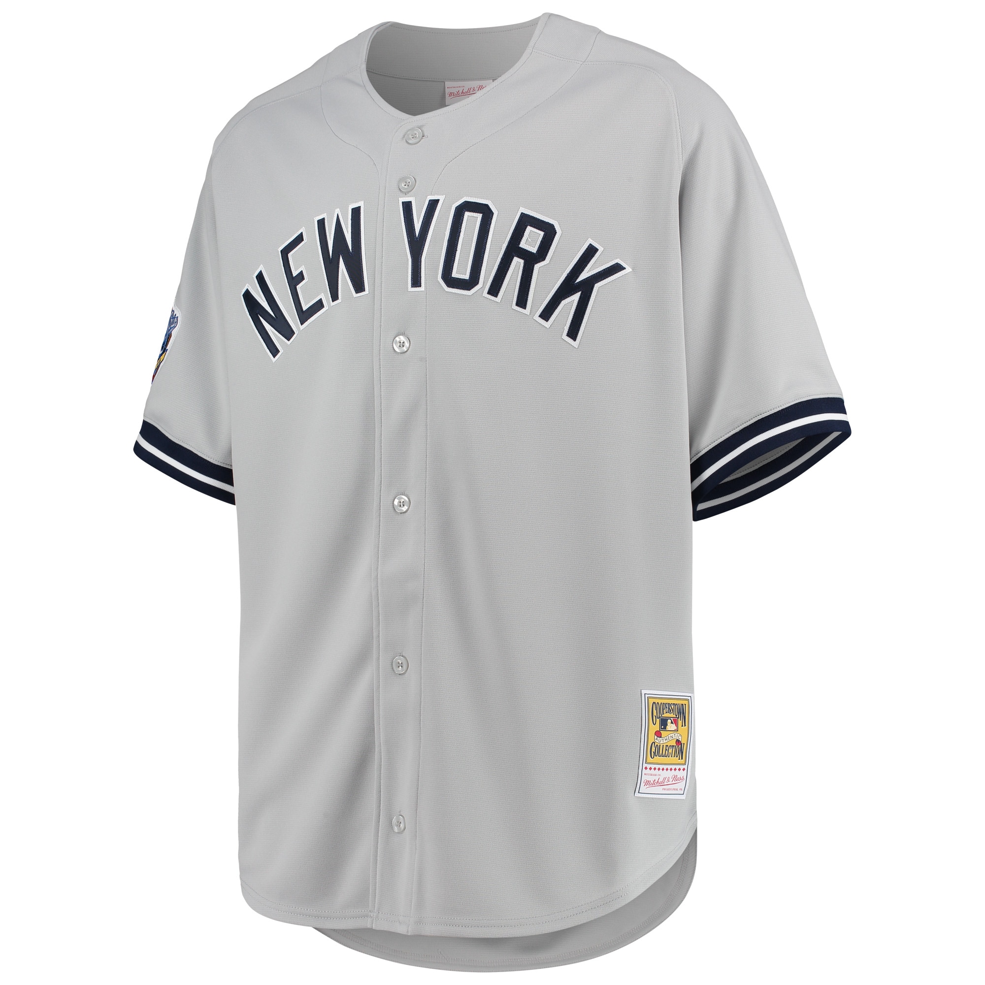 Alternative view of Men's New York Yankees Derek Jeter Mitchell & Ness Gray 1998 Cooperstown Collection Road Baseball Jersey 