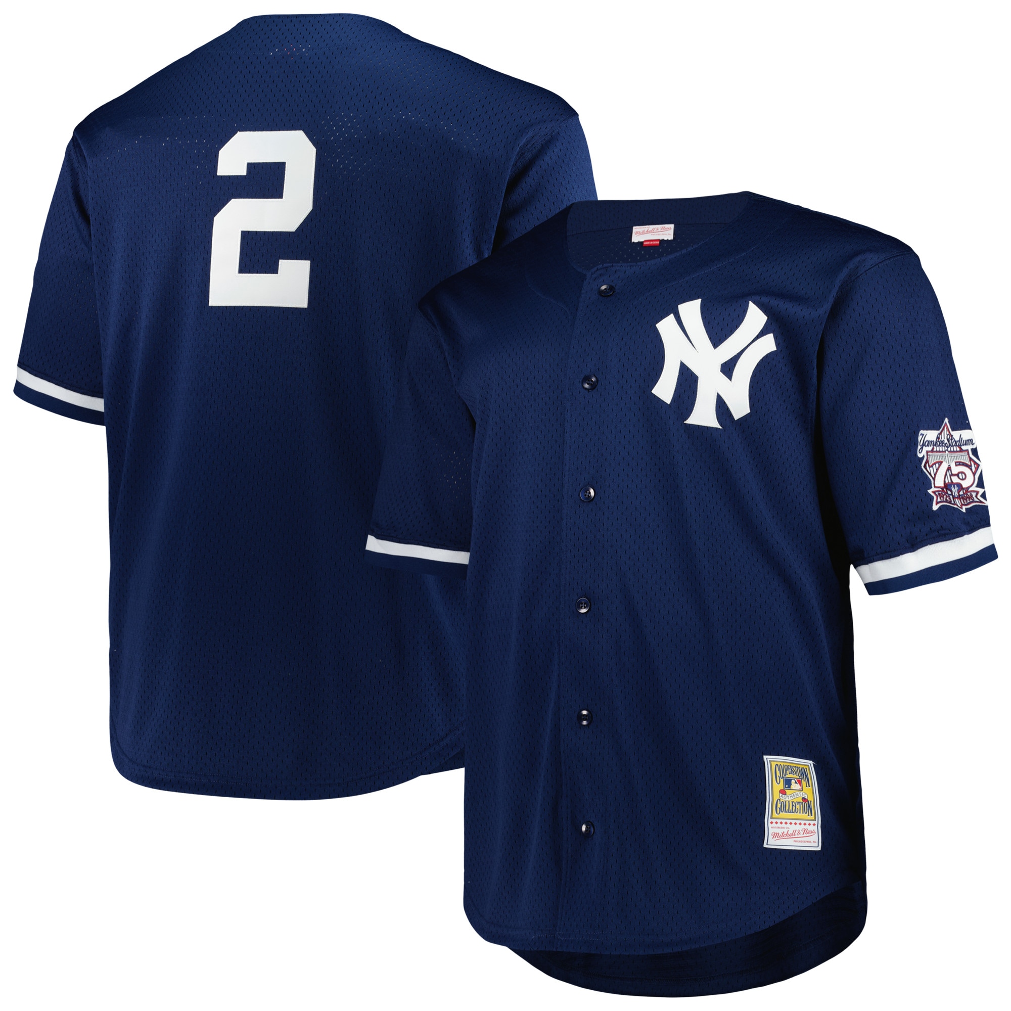 Men's New York Yankees Derek Jeter Mitchell & Ness Navy Big & Tall Cooperstown Collection Mesh Batting Practice Baseball Jersey 