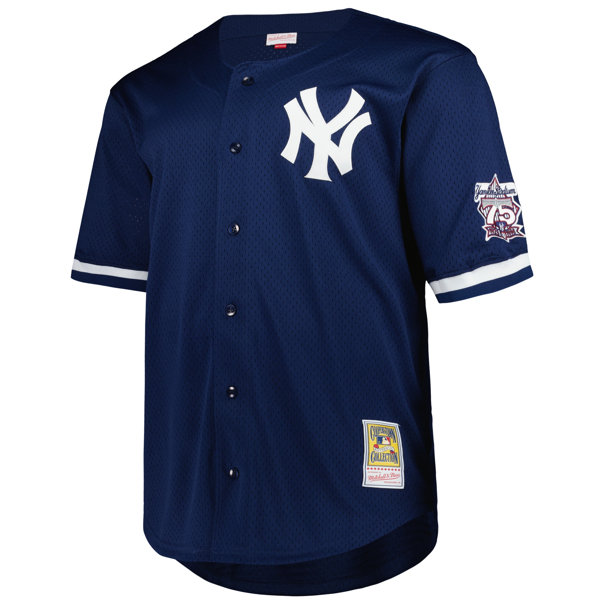 Alternative view of Men's New York Yankees Derek Jeter Mitchell & Ness Navy Big & Tall Cooperstown Collection Mesh Batting Practice Baseball Jersey 