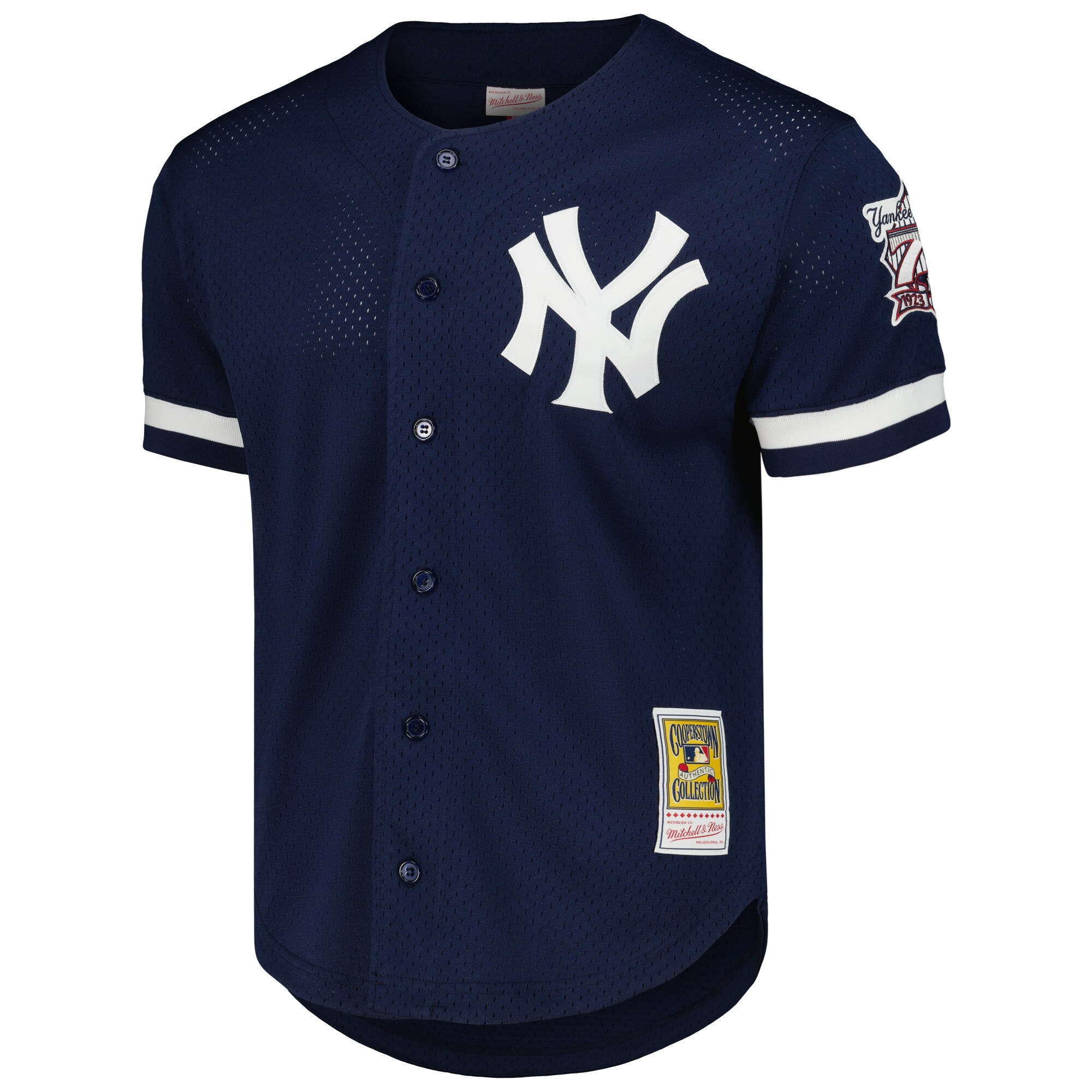 Alternative view of Men's New York Yankees Derek Jeter Mitchell & Ness Navy Cooperstown Collection Mesh Batting Practice Button-Up Baseball Jersey 