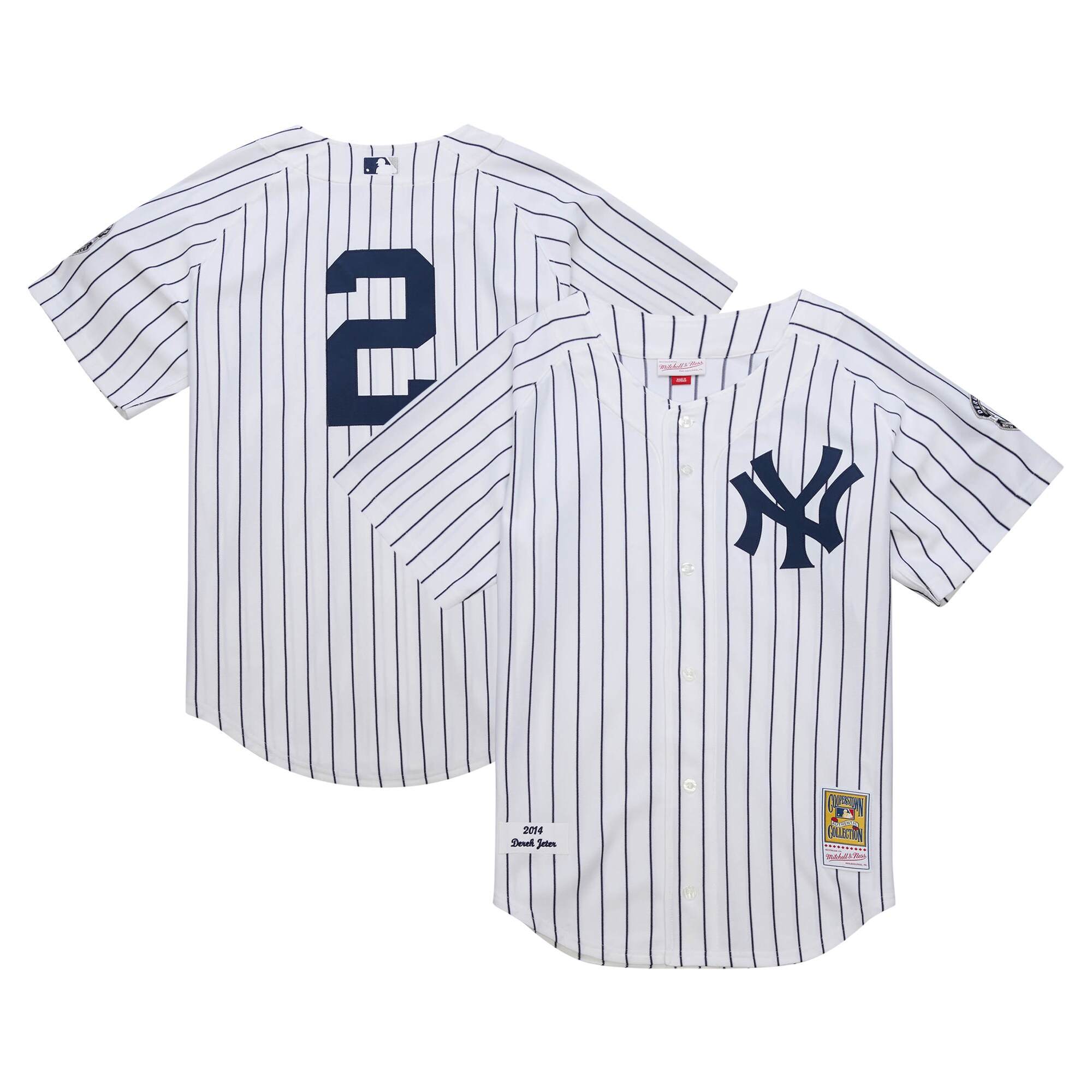 Men's New York Yankees Derek Jeter Mitchell & Ness White 2014 Cooperstown Collection Throwback Baseball Jersey 