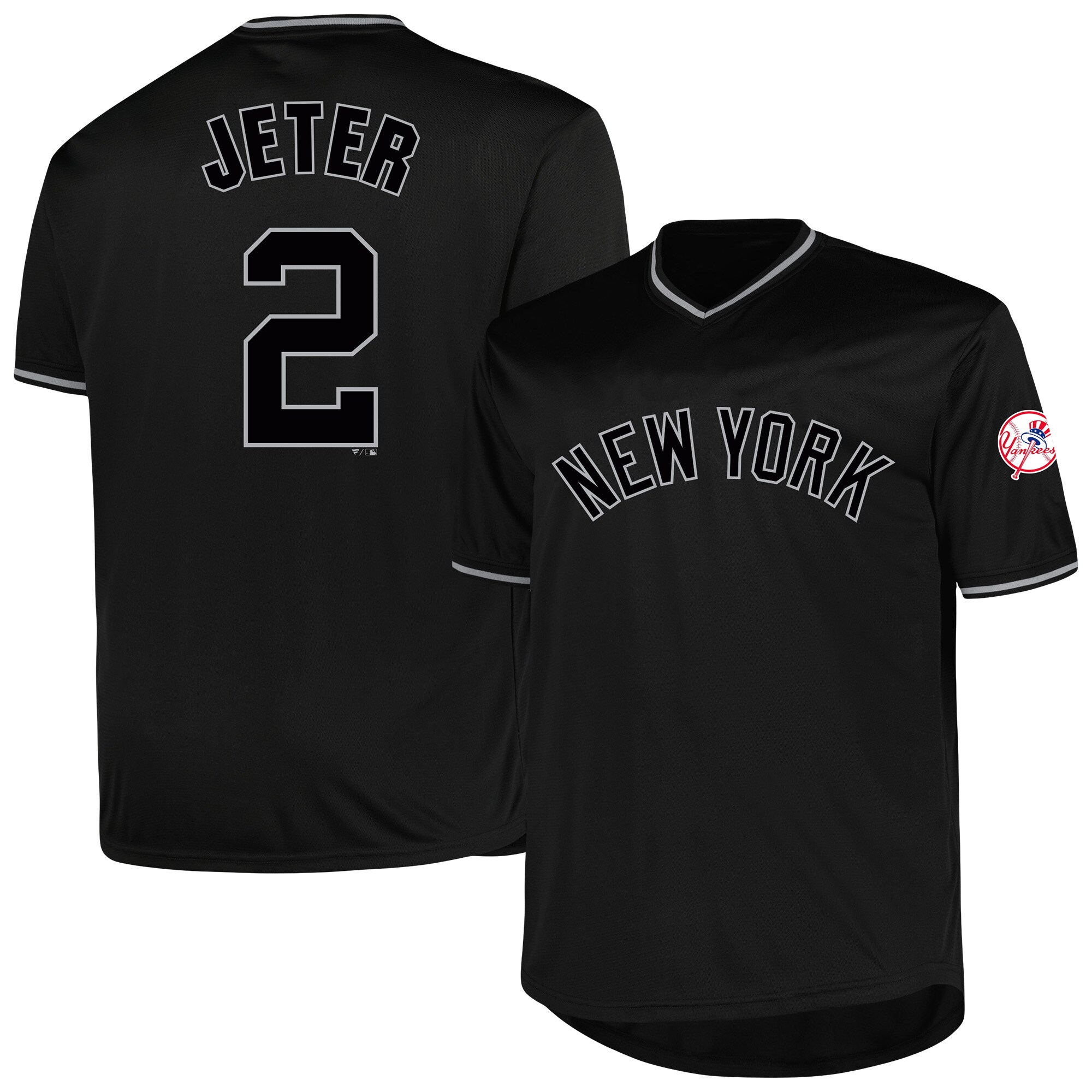 Men's New York Yankees Derek Jeter Profile Black Big & Tall Pop Fashion Player Baseball Jersey 