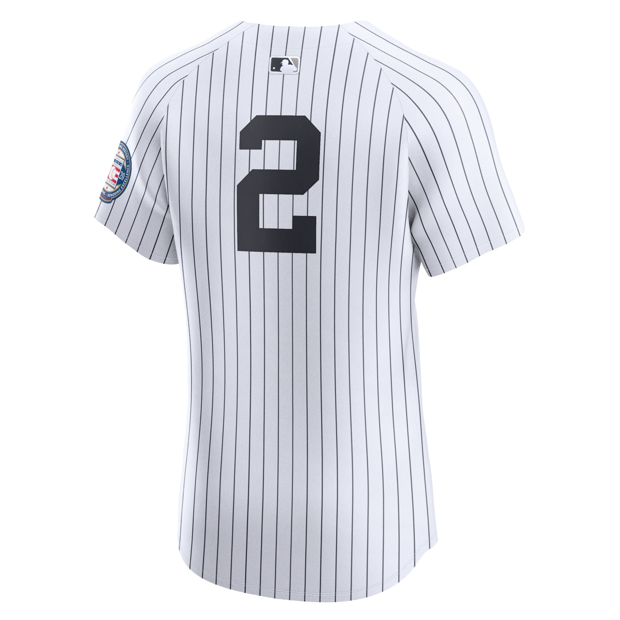 Alternative view of Men's New York Yankees Derek Jeter White Home 2020 Hall of Fame Induction Patch Elite Player Baseball Jersey 
