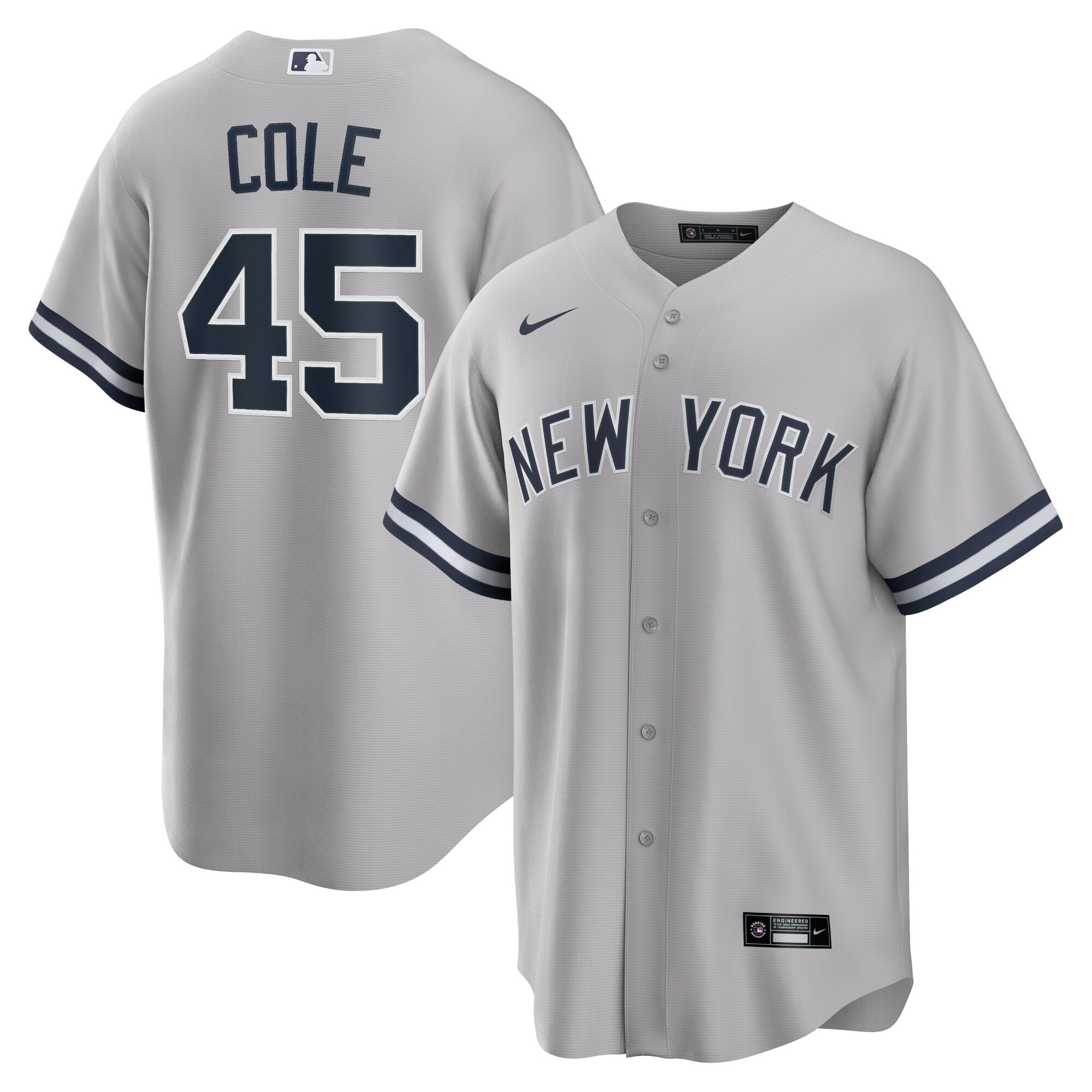 Men's New York Yankees Gerrit Cole Gray Road Player Name Baseball Jersey 