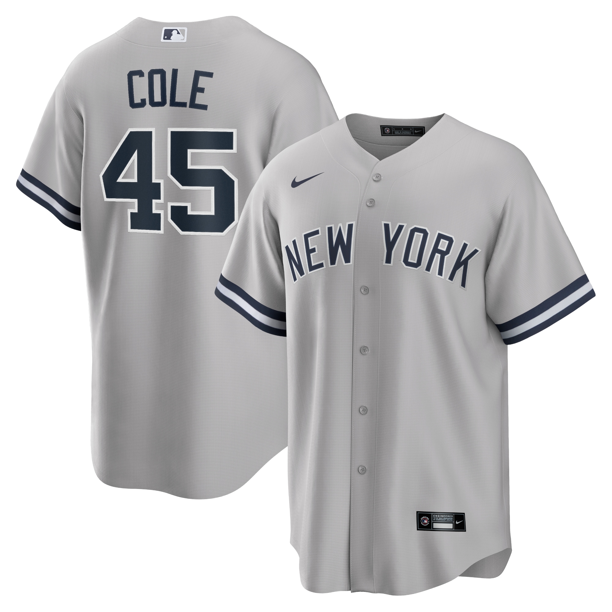 Men's New York Yankees Gerrit Cole Gray Road Player Name Baseball Jersey 