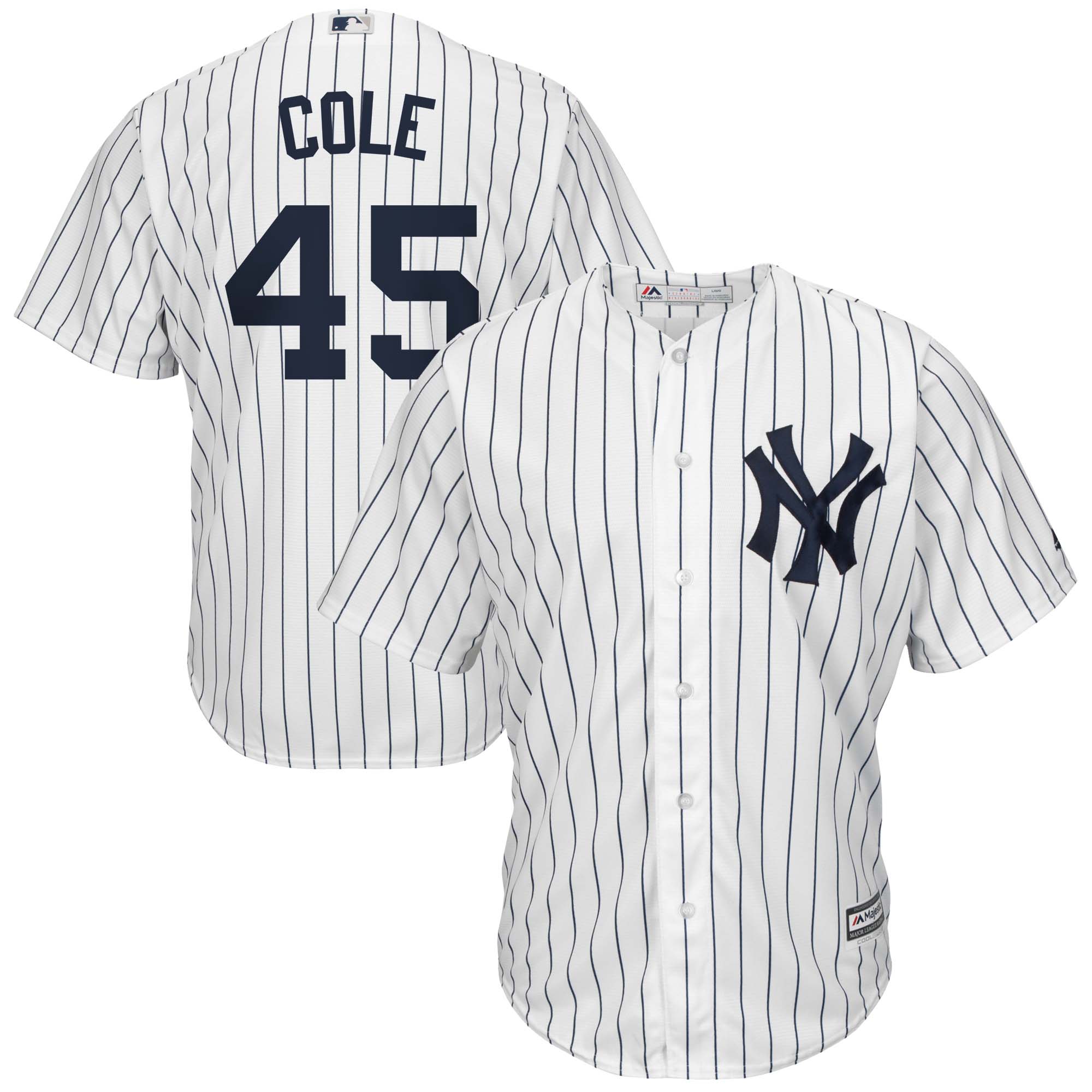 Men's New York Yankees Gerrit Cole White/Navy Big & Tall Player Baseball Jersey 