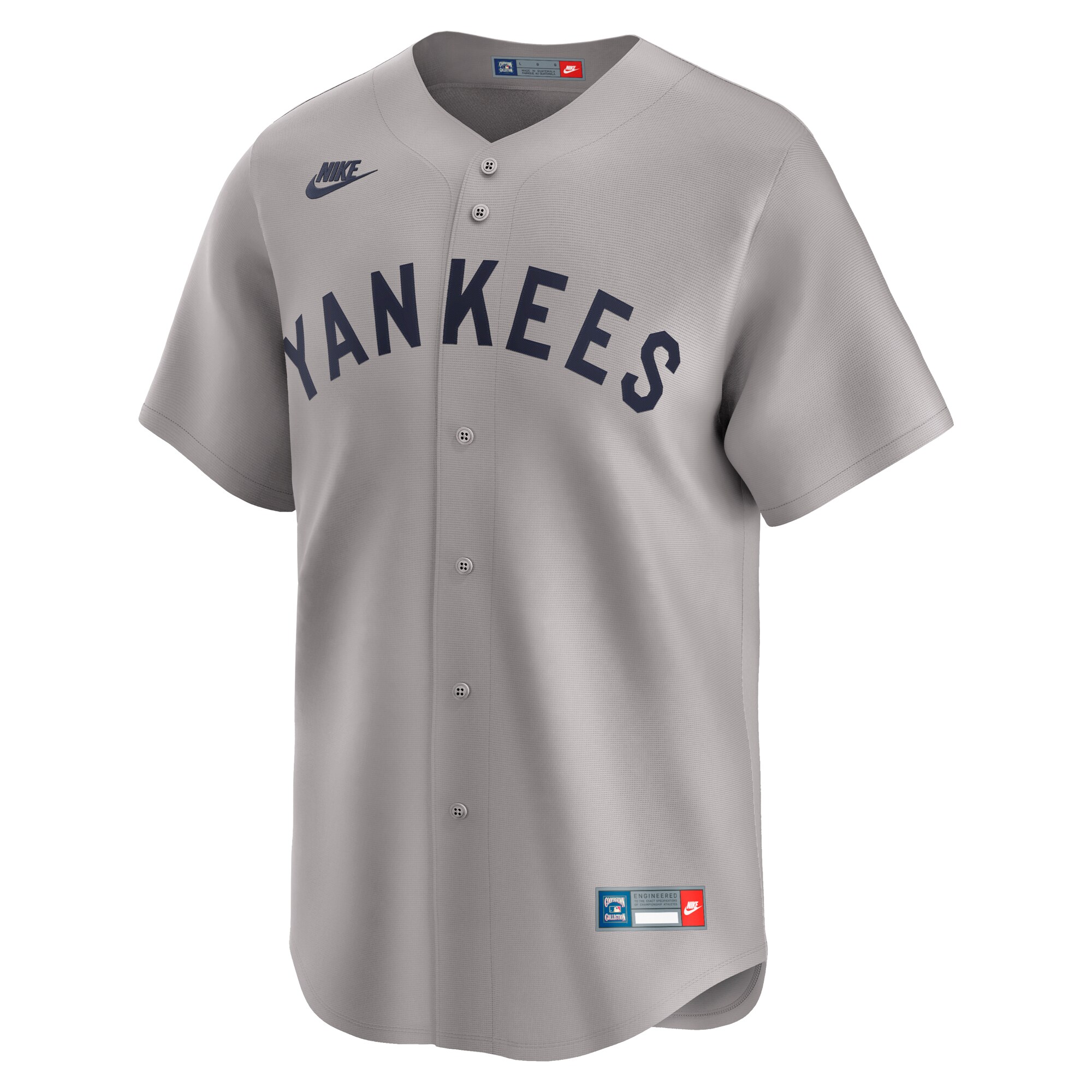 Alternative view of Men's New York Yankees Gray Throwback Cooperstown Collection Limited Baseball Jersey 