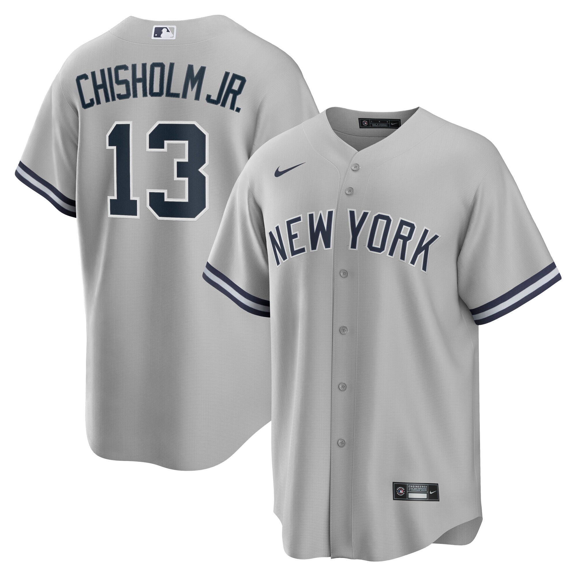 Men's New York Yankees Jazz Chisholm Jr. Gray Road Player Baseball Jersey 