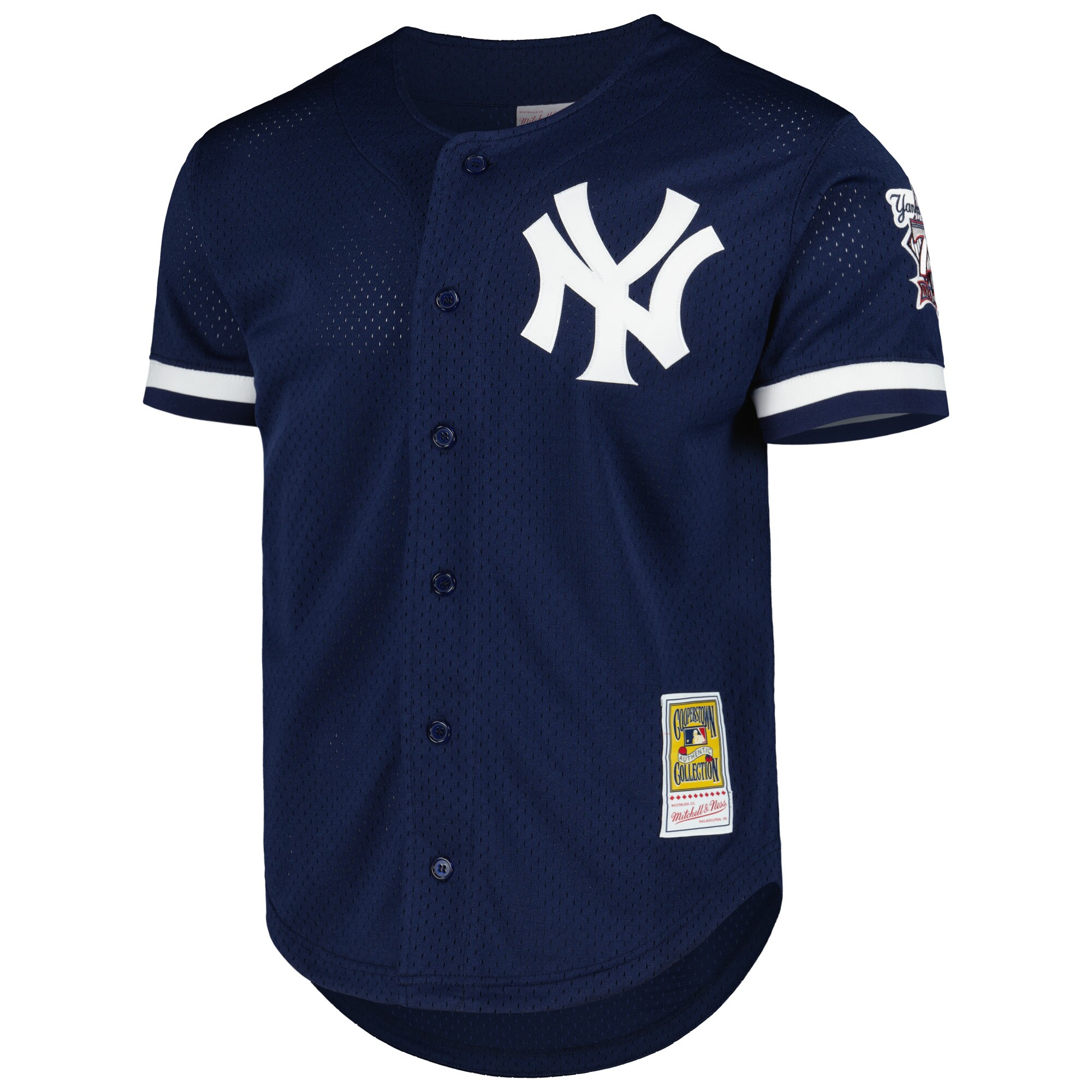 Alternative view of Men's New York Yankees Mariano Rivera Mitchell & Ness Navy Cooperstown Collection Mesh Batting Practice Button-Up Baseball Jersey 