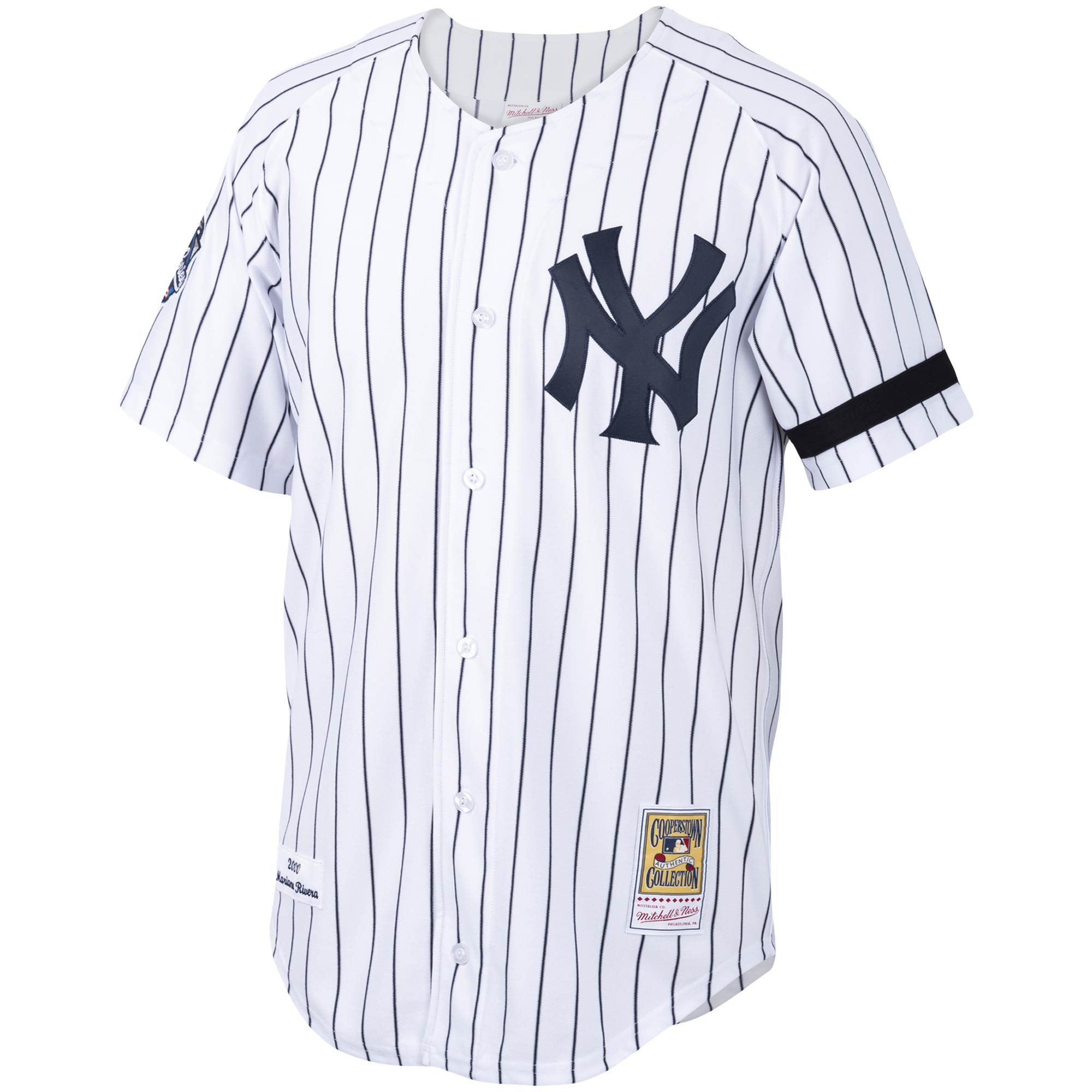 Alternative view of Men's New York Yankees Mariano Rivera Mitchell & Ness White/Navy Home 2000 Cooperstown Collection Baseball Jersey 