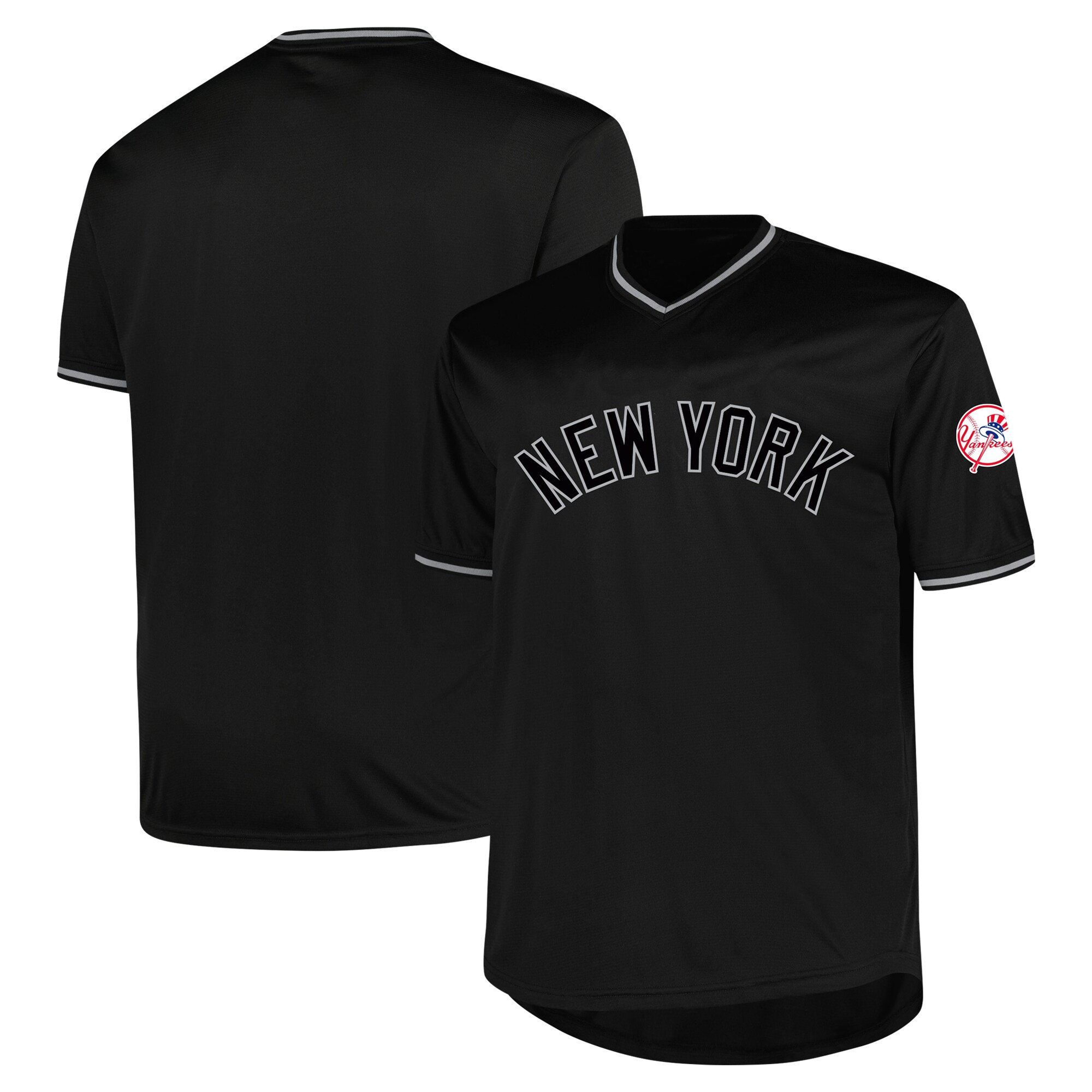 Men's New York Yankees Profile Black Big & Tall Pop Fashion Baseball Jersey 