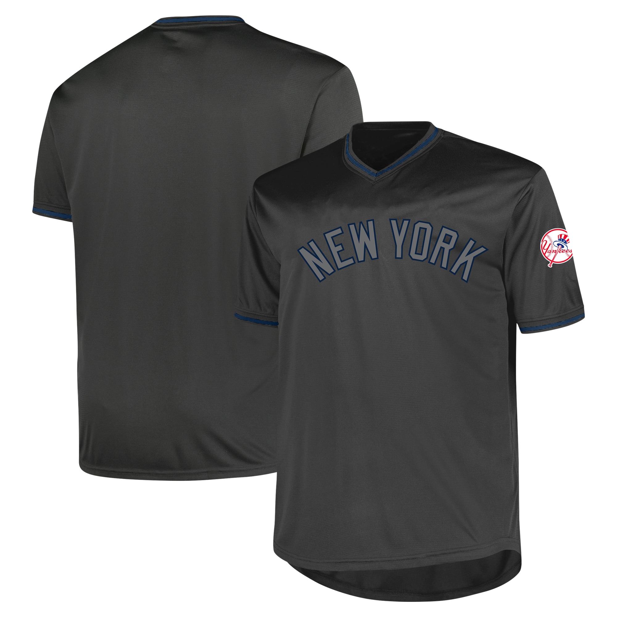 Men's New York Yankees Profile Charcoal Big & Tall Pop Fashion Baseball Jersey 