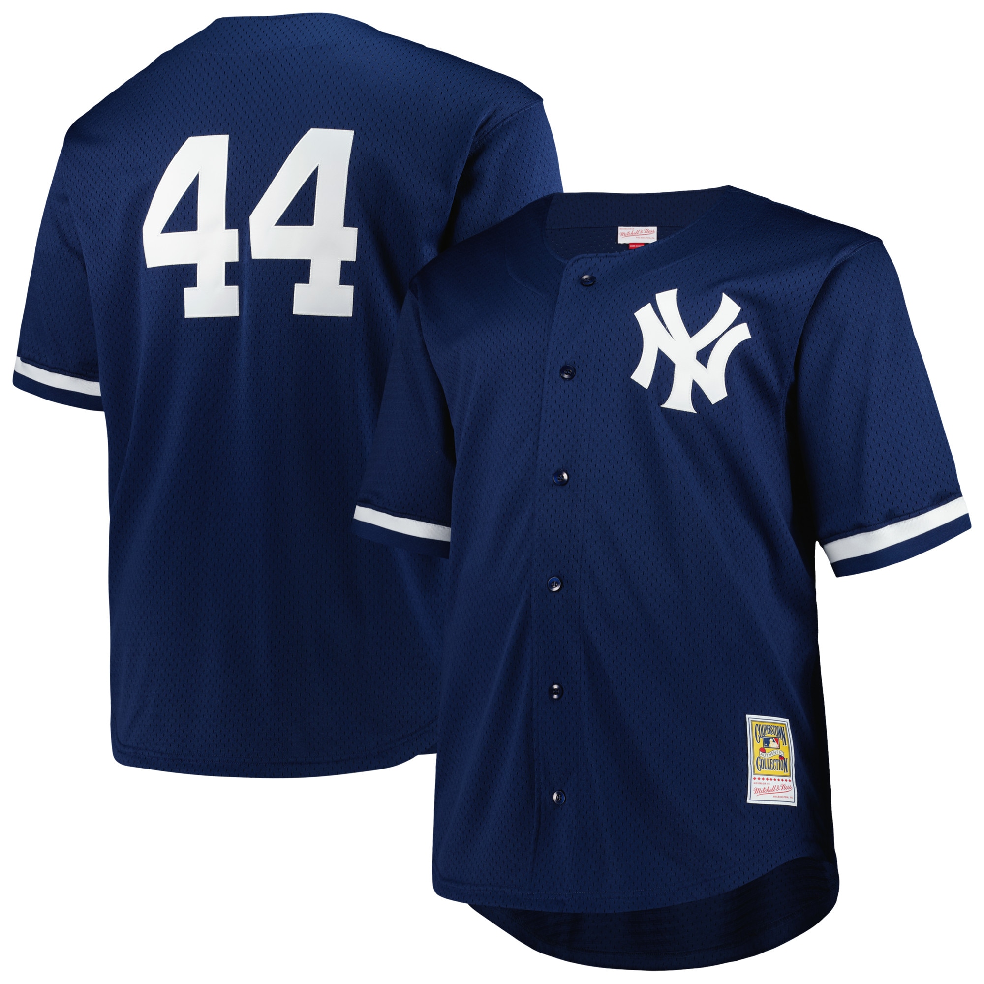 Men's New York Yankees Reggie Jackson Mitchell & Ness Navy Big & Tall Cooperstown Collection Mesh Batting Practice Baseball Jersey 