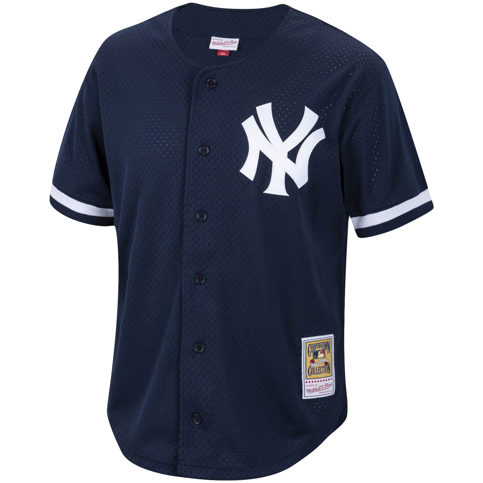 Alternative view of Men's New York Yankees Reggie Jackson Mitchell & Ness Navy Cooperstown Collection Mesh Batting Practice Button-Up Baseball Jersey 