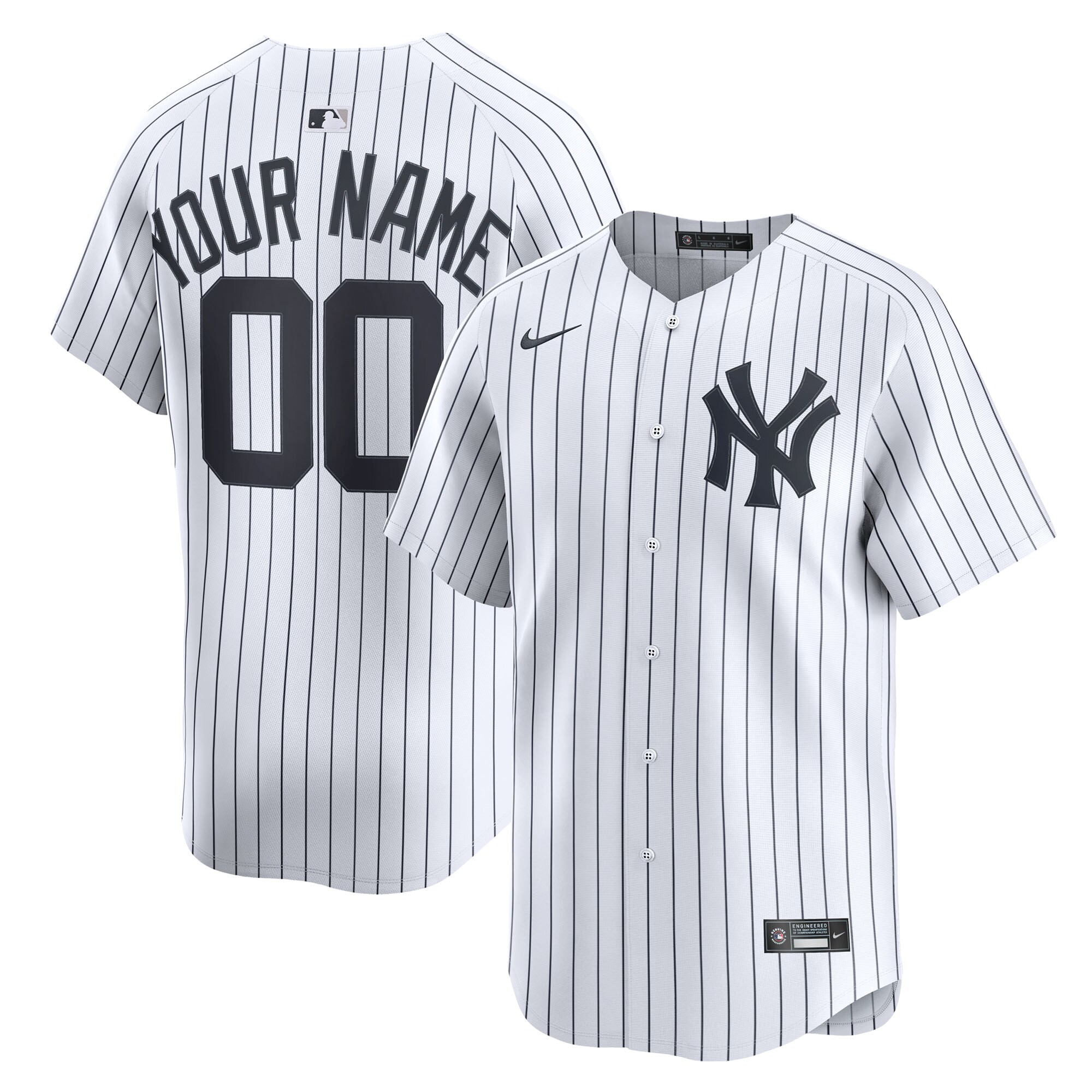 Men's New York Yankees White Home Limited Custom Baseball Jersey 